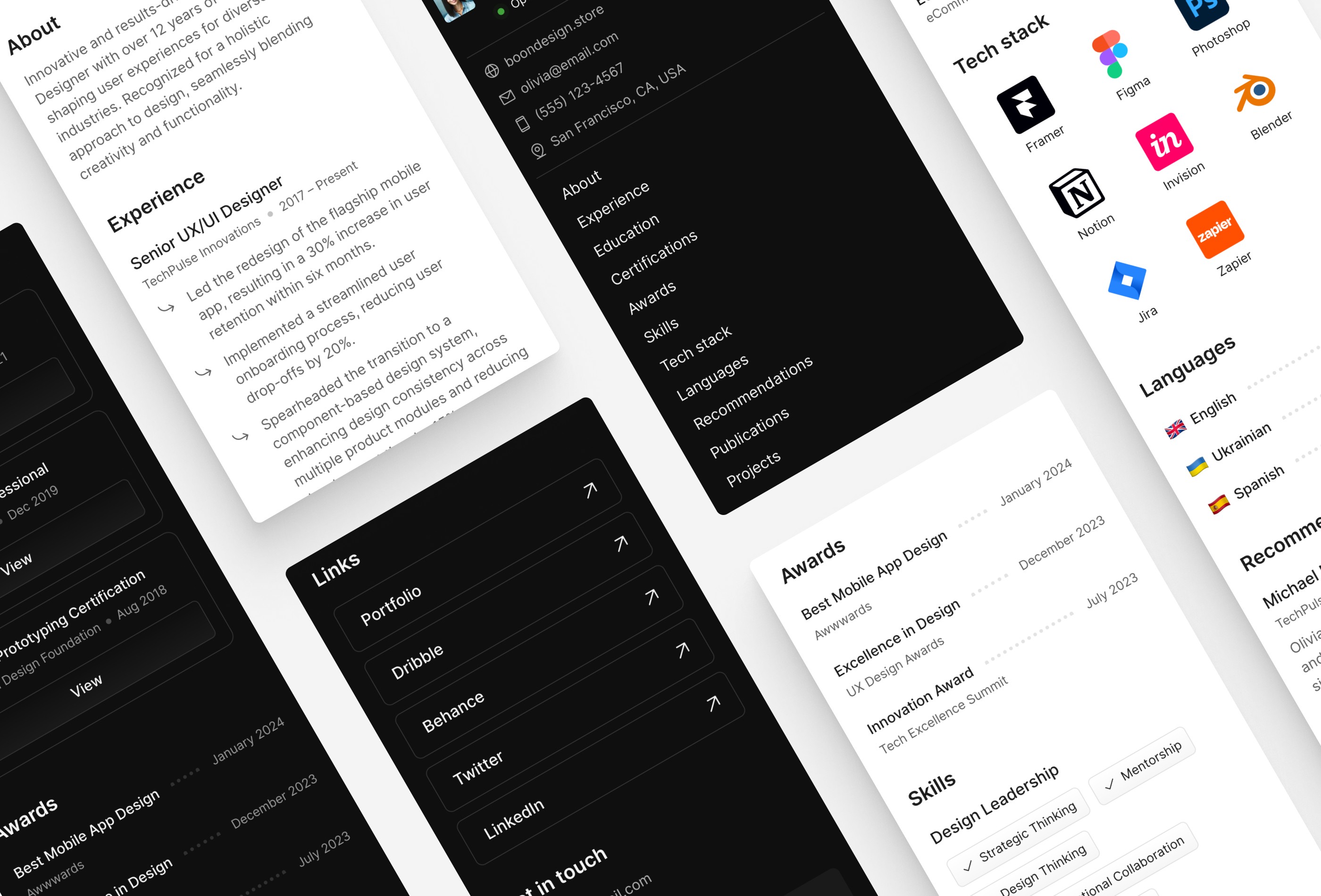 Screenshot 4 for CVictory, a Framer Marketplace template by Boon Design.