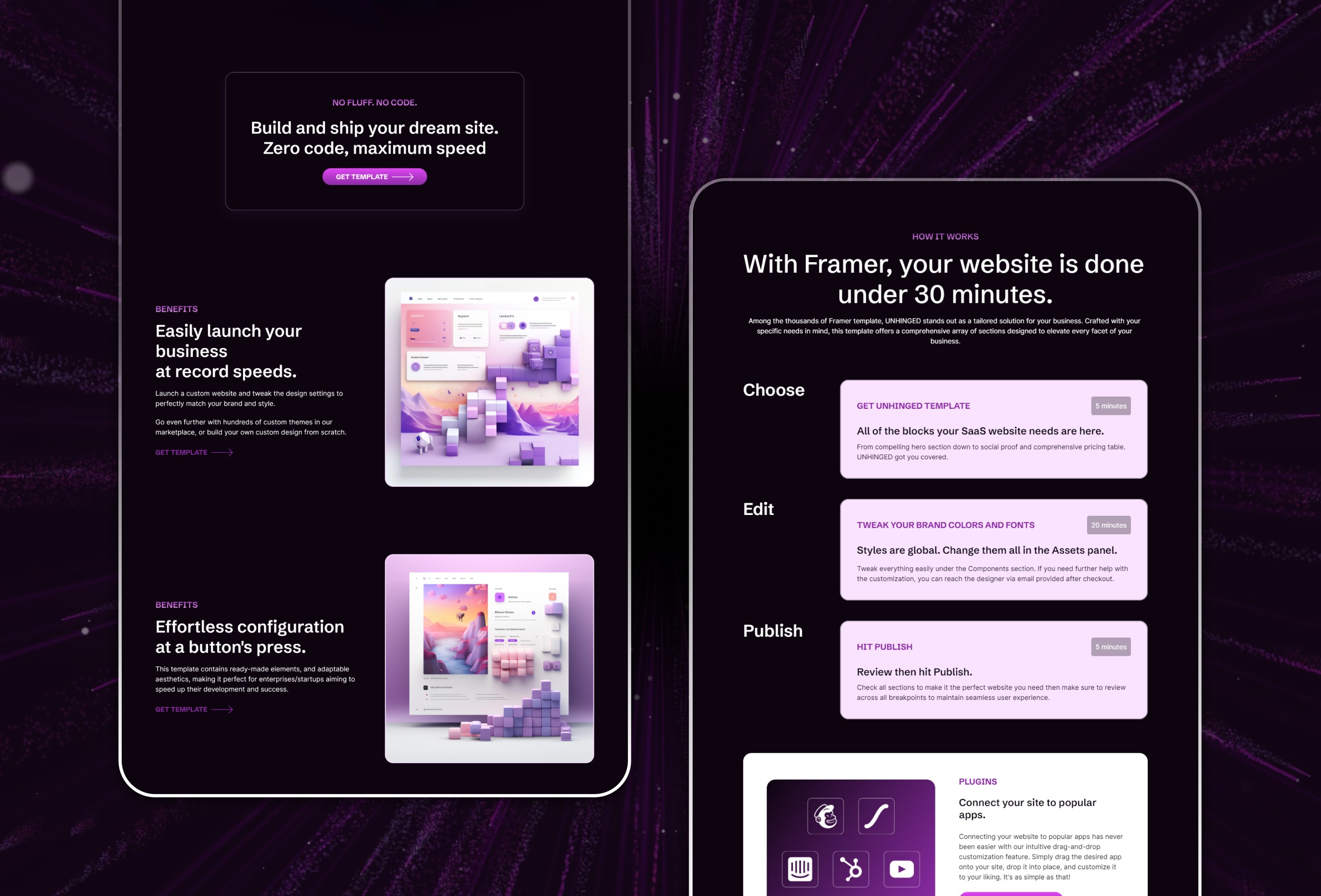 Screenshot 2 for UNHINGED, a Framer Marketplace template by Viflor Tiong.