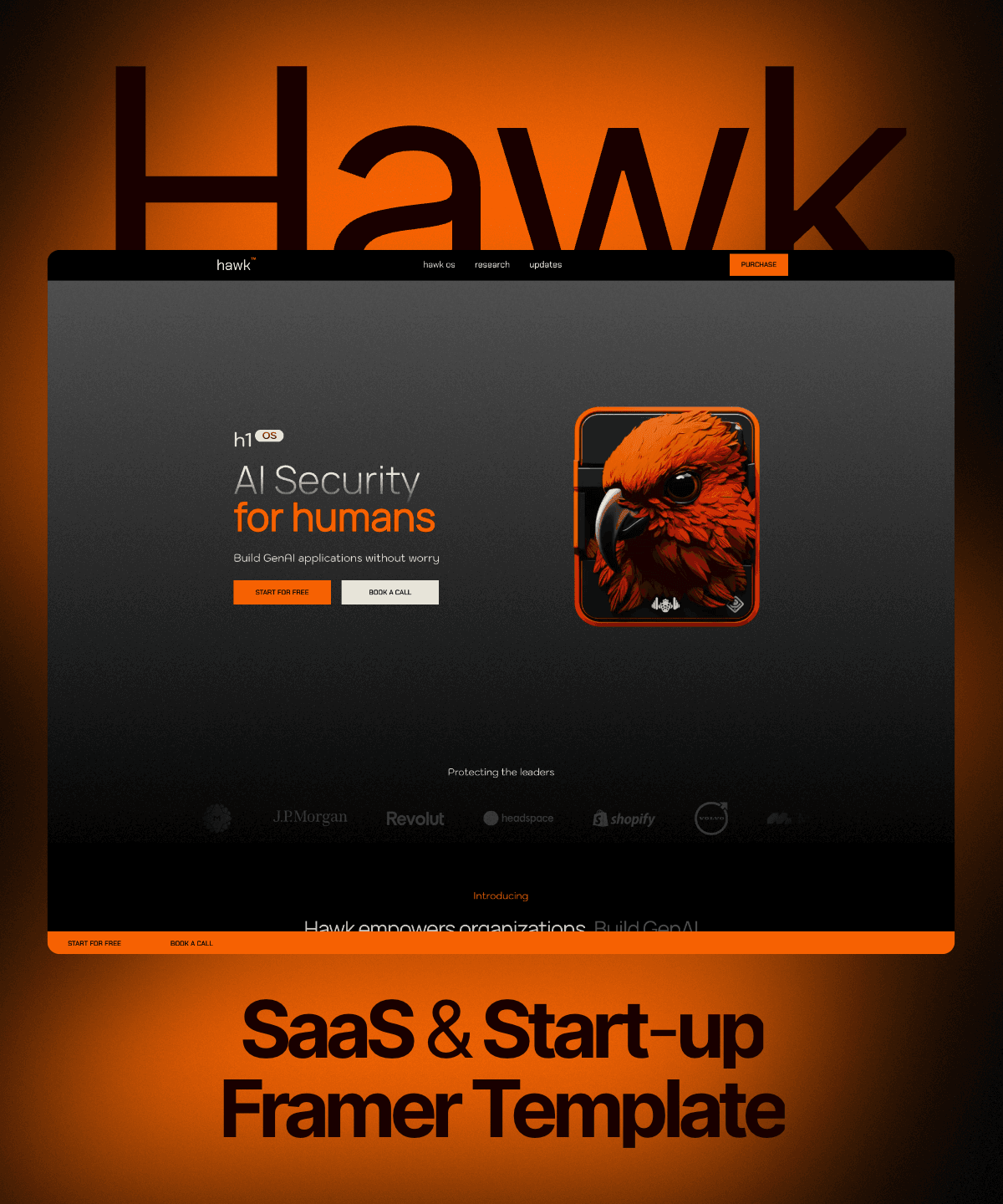 Screenshot 1 for Hawk, a Framer Marketplace template by Framerway.