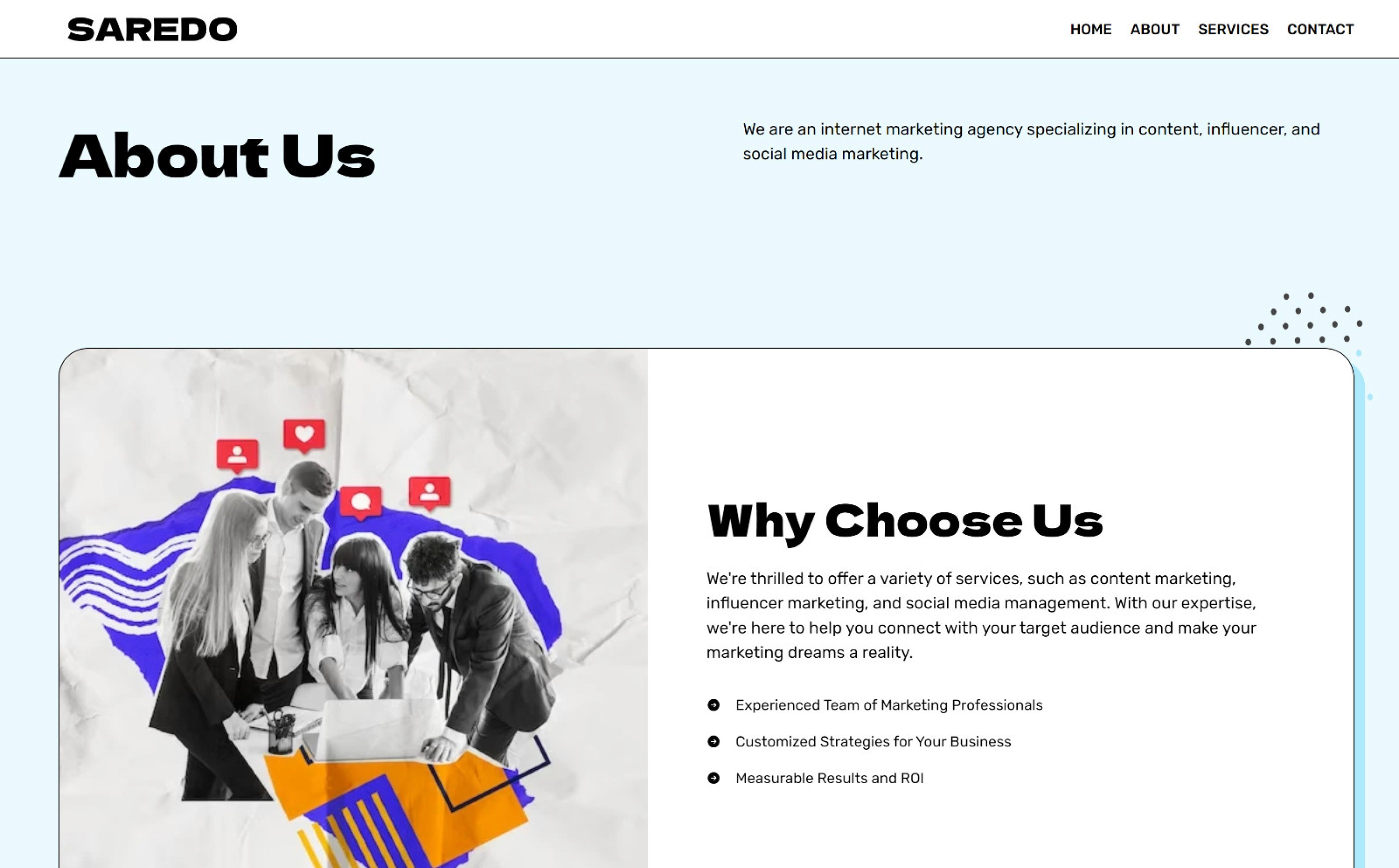 Screenshot 3 for SAREDO, a Framer Marketplace template by Ariakes.
