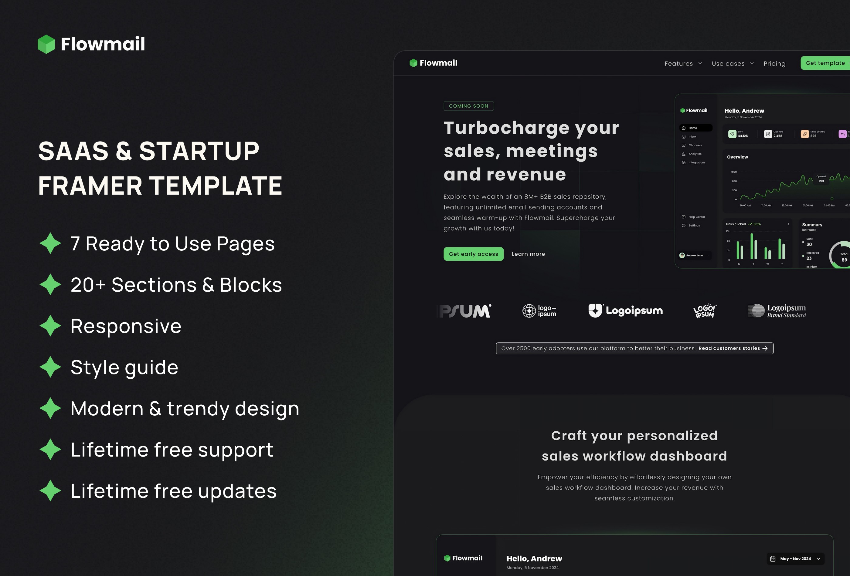 Screenshot 2 for Flowmail, a Framer Marketplace template by kotAndy.