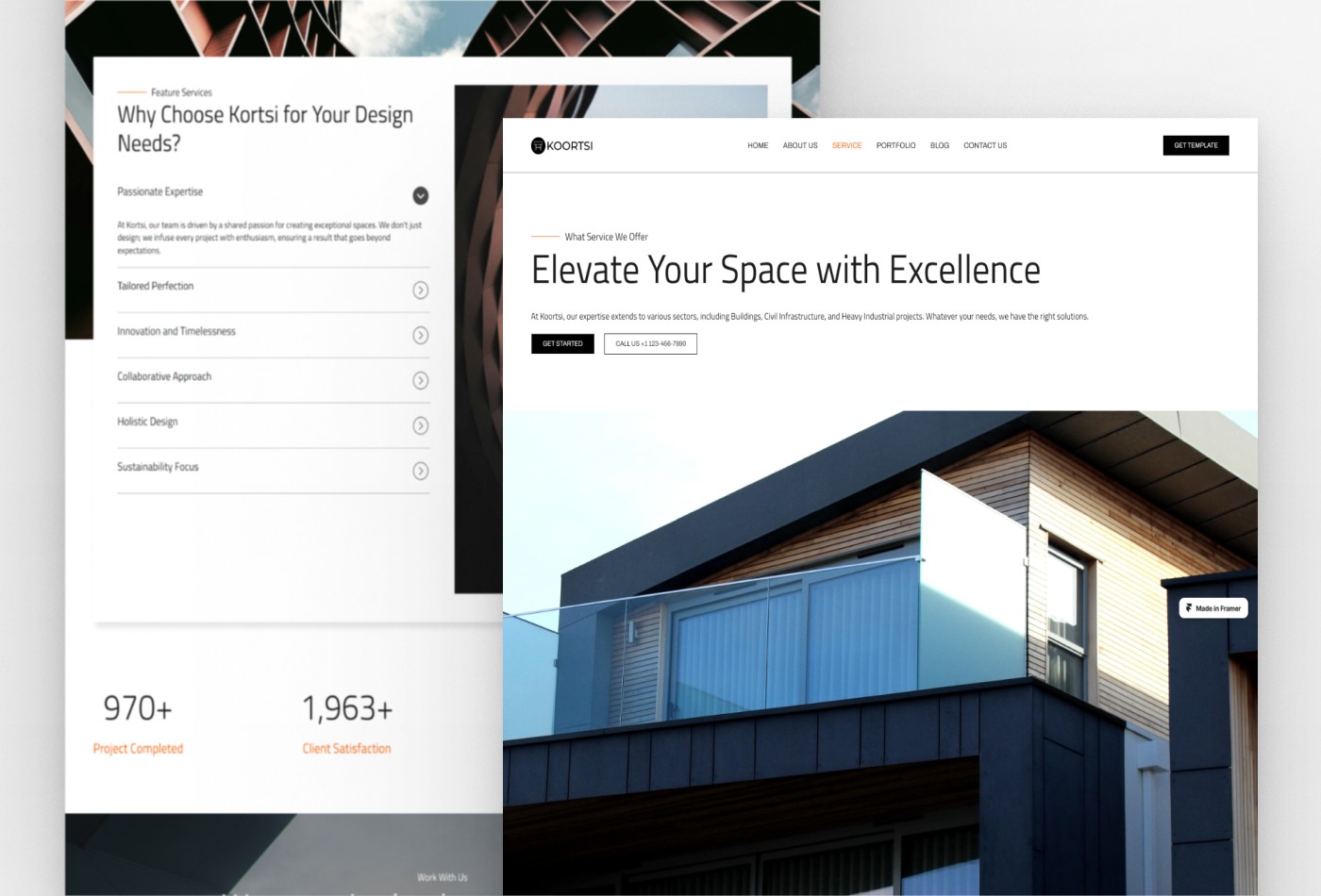 Screenshot 2 for KOORTSI, a Framer Marketplace template by Honocoroko.