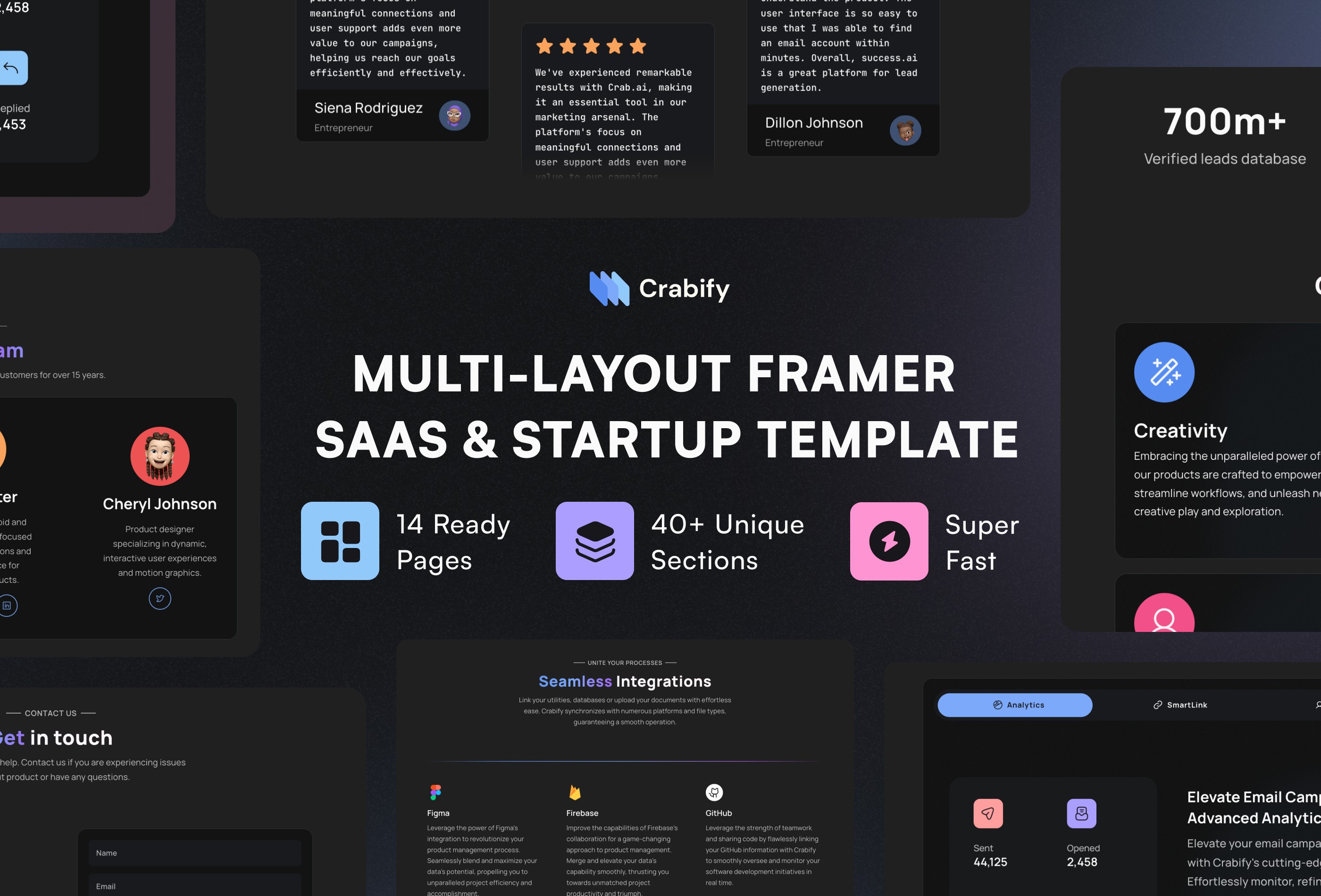 Screenshot 4 for Crabify, a Framer Marketplace template by kotAndy.