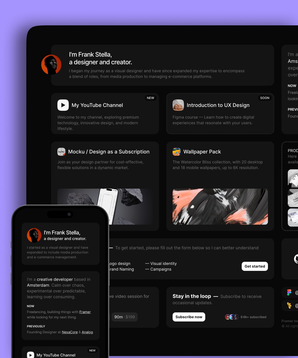 Screenshot 1 for Blocos, a Framer Marketplace template by Helder Vilela.