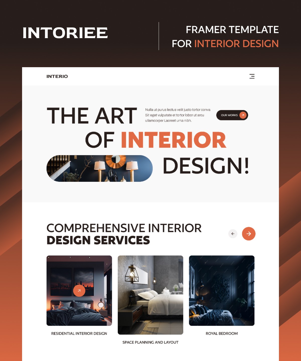 Screenshot 1 for Intoriee, a Framer Marketplace template by Sailr.