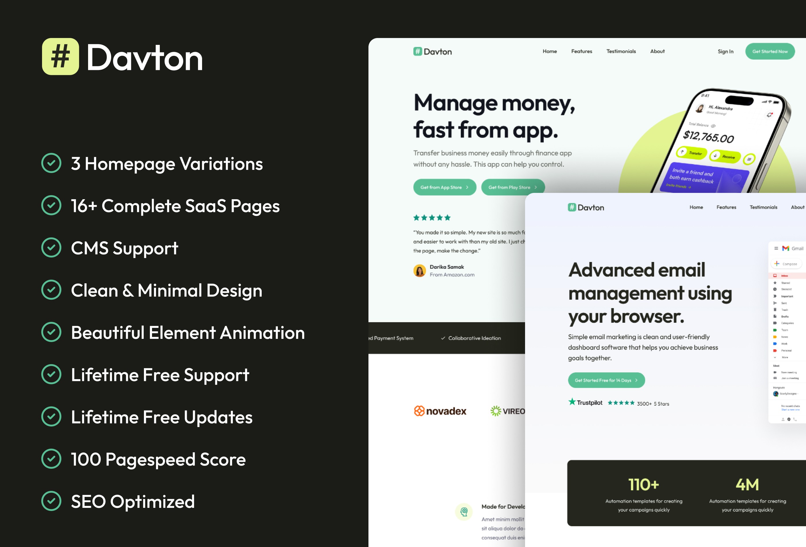Screenshot 2 for Davton, a Framer Marketplace template by Framerbite.
