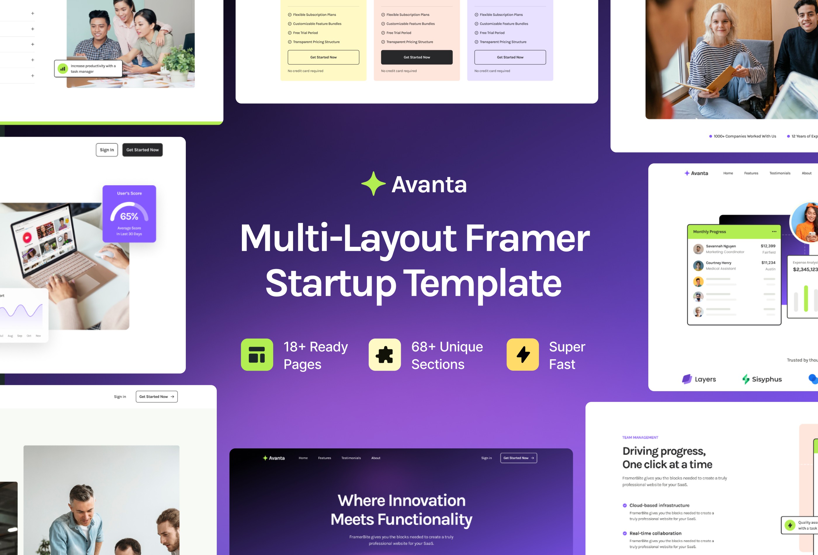 Screenshot 1 for Avanta, a Framer Marketplace template by Framerbite.