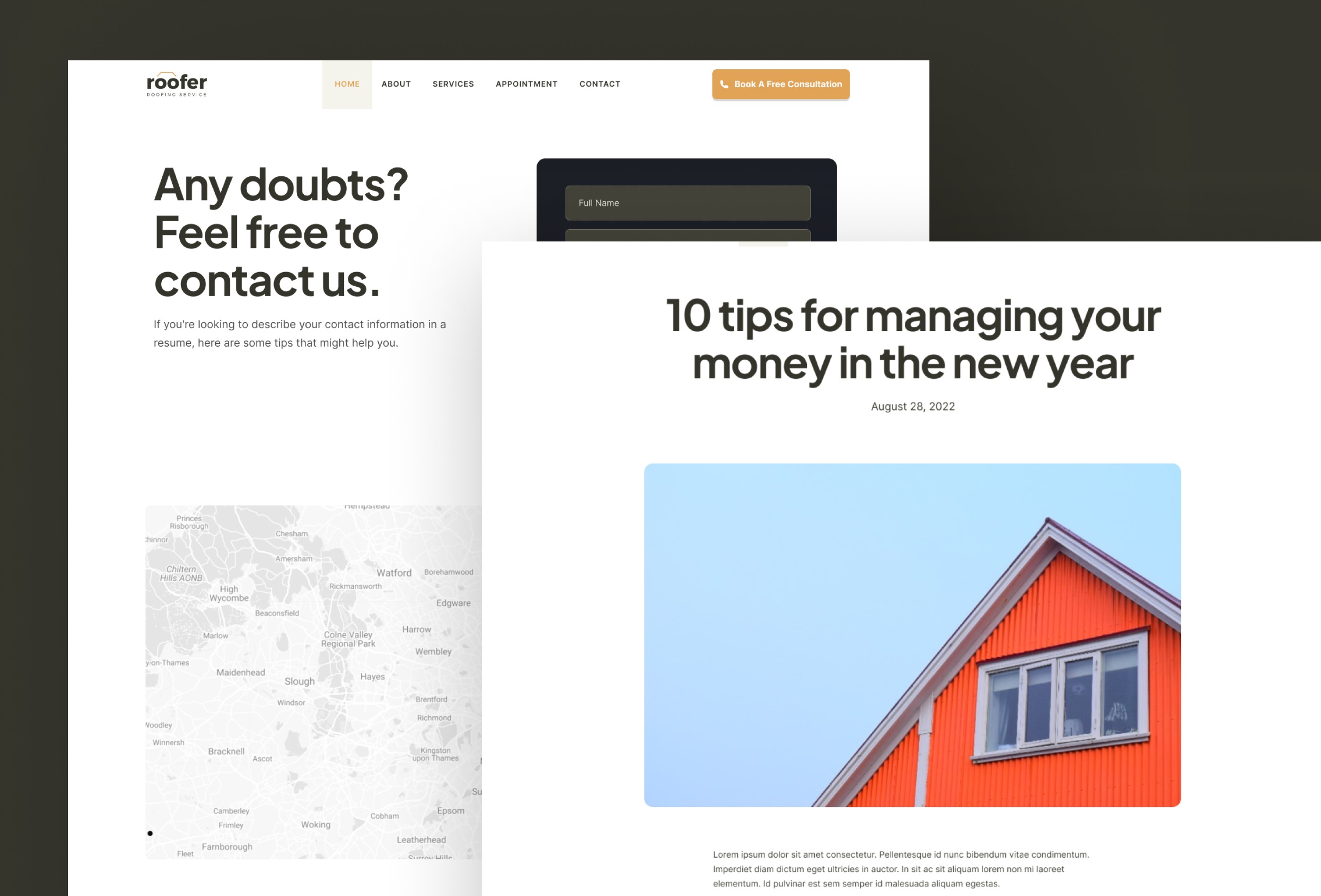 Screenshot 4 for Roofer, a Framer Marketplace template by Framerbite.