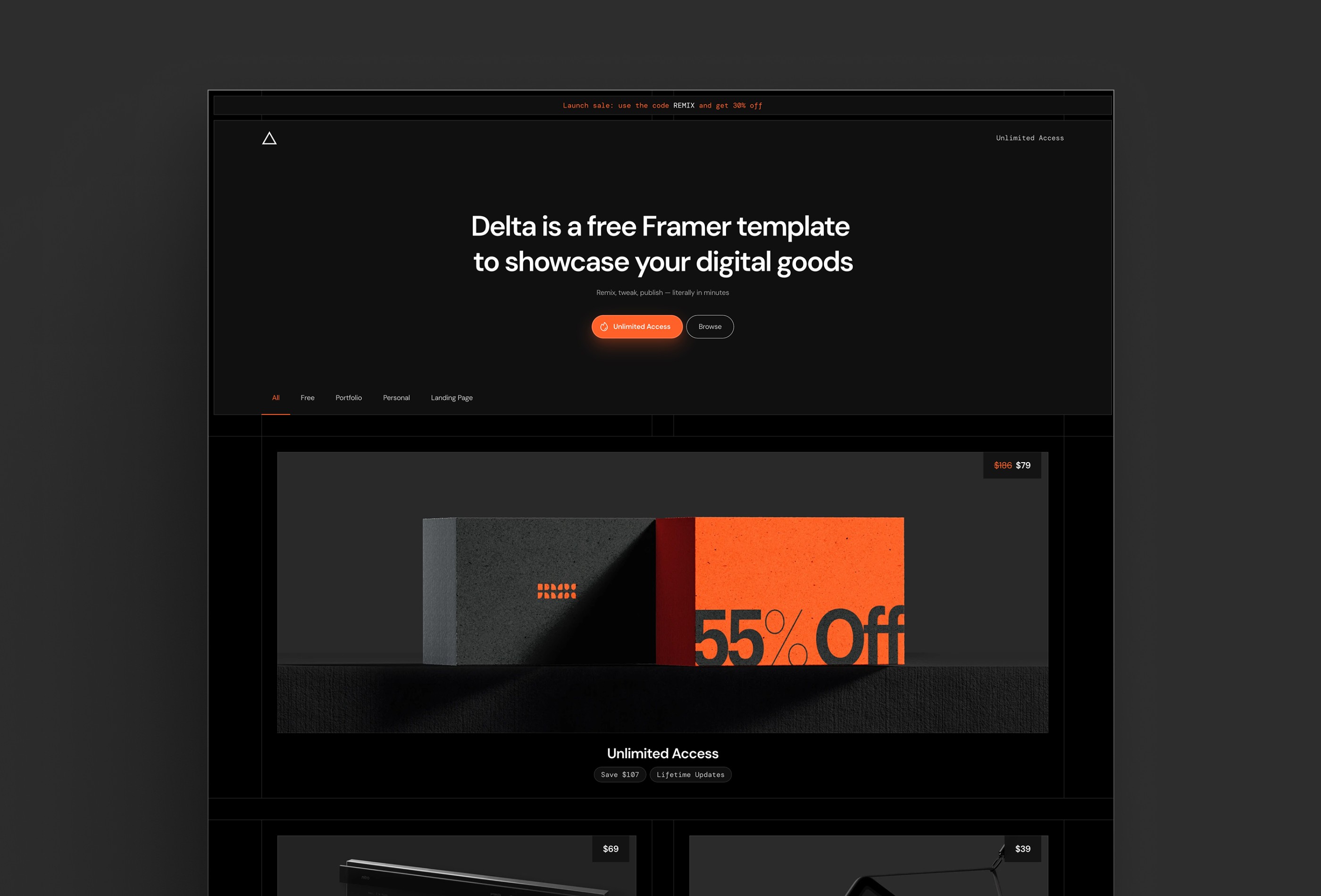 Screenshot 2 for Delta Store, a Framer Marketplace template by Easyfast.