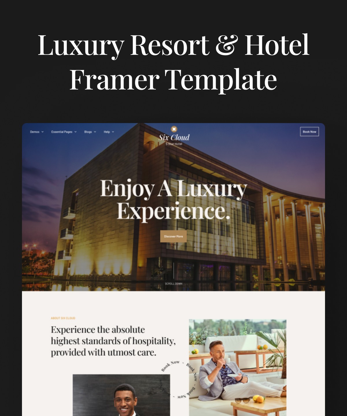 Screenshot 1 for HotelSix, a Framer Marketplace template by Framerbite.