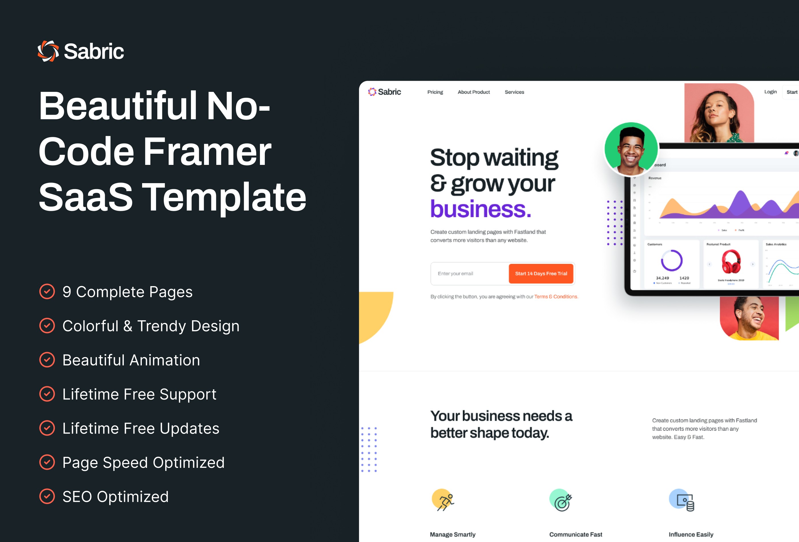 Screenshot 2 for Sabric, a Framer Marketplace template by Framerbite.