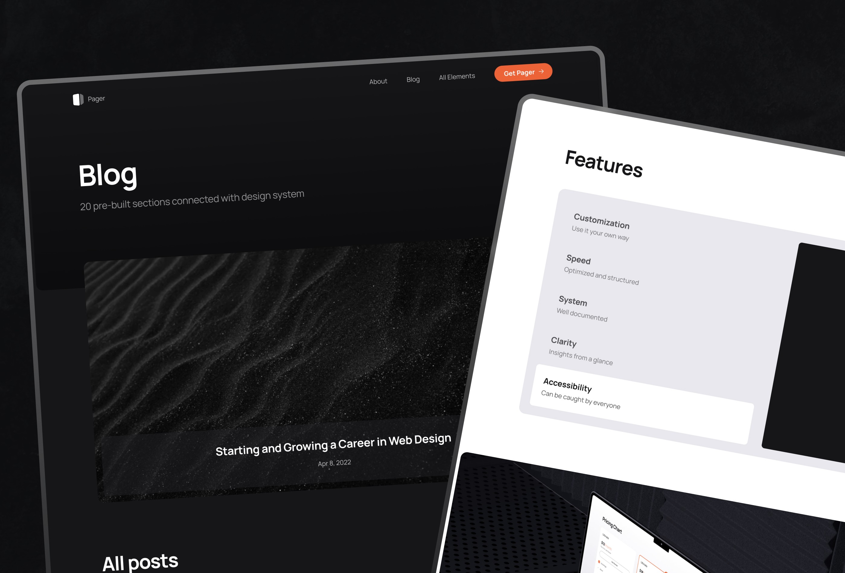 Screenshot 4 for Pager, a Framer Marketplace template by Easyfast.