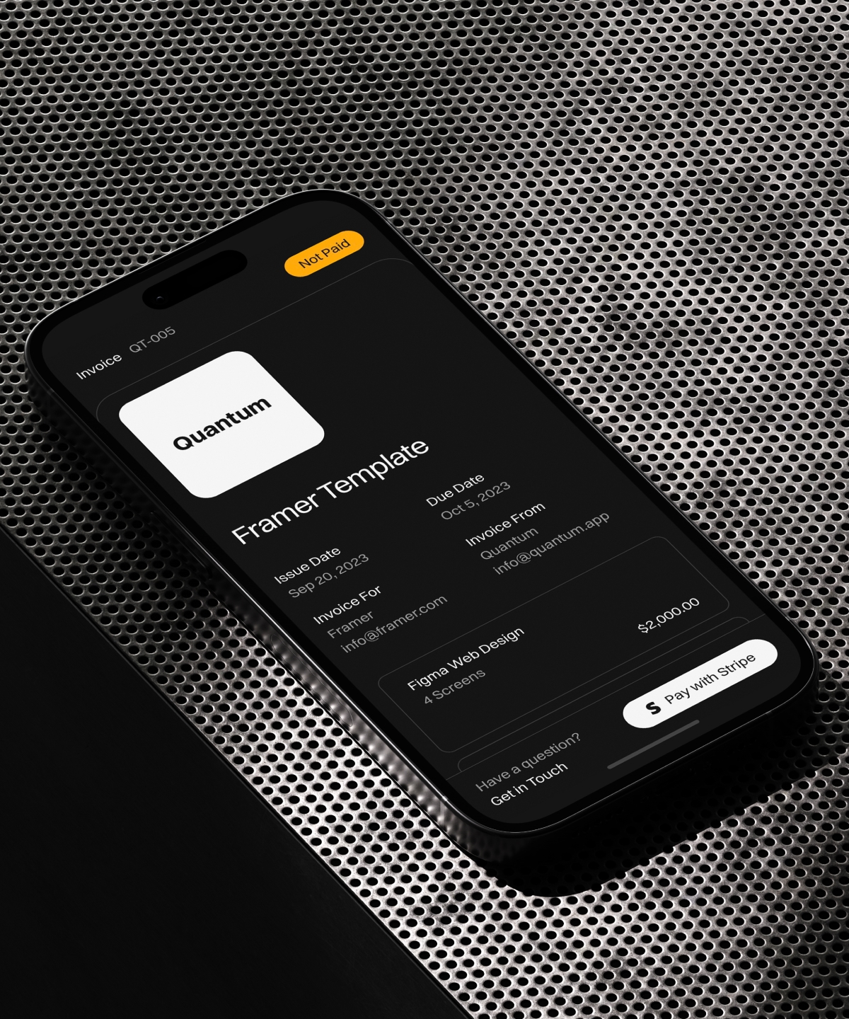 Screenshot 1 for Quantum, a Framer Marketplace template by Paul Lapkin.