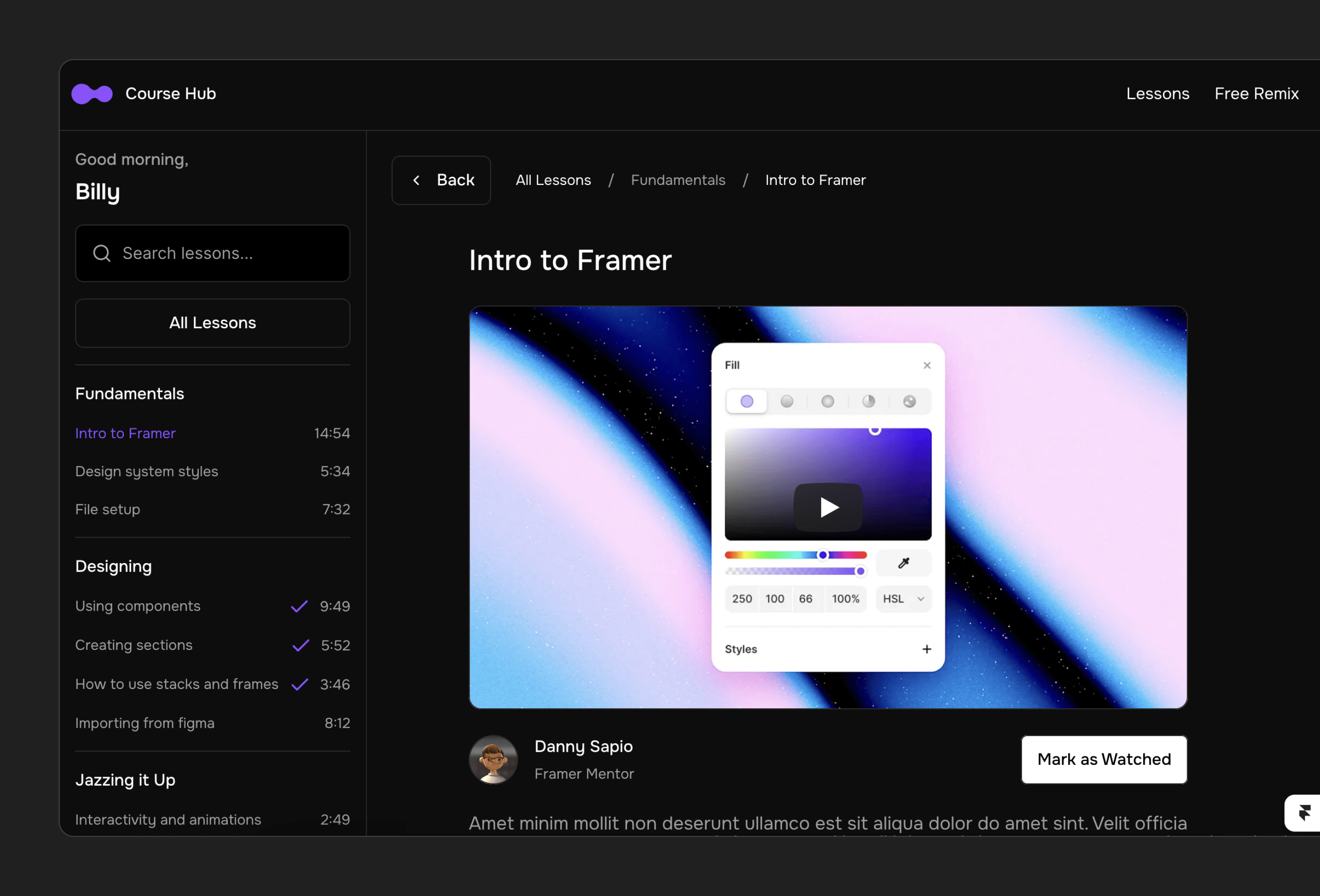 Thumbnail 2 for Course Hub, a Framer Marketplace template by Danny Sapio.
