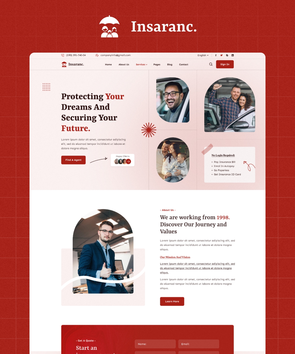 Screenshot 1 for Insurances, a Framer Marketplace template by Framerbucket.