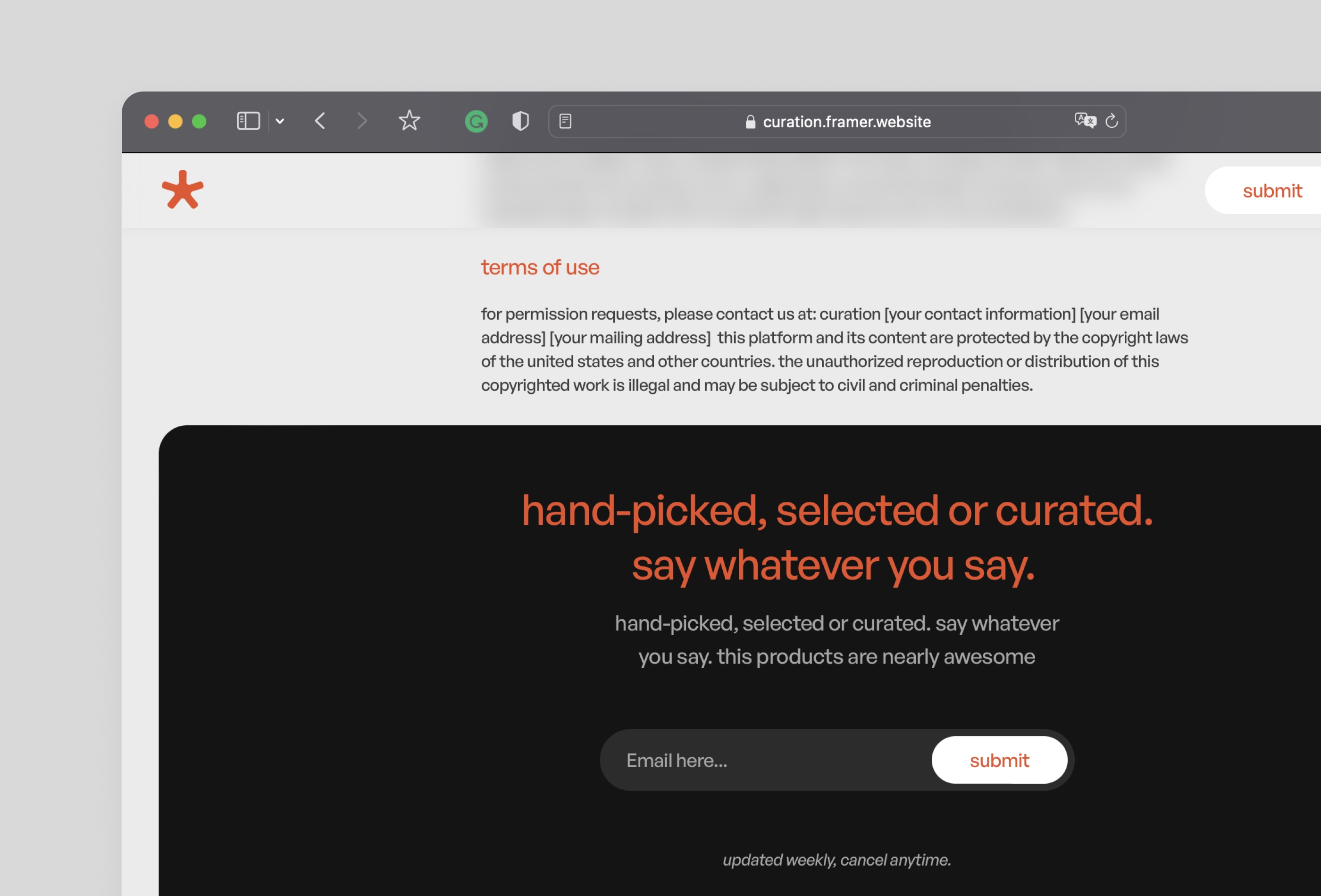 Screenshot 4 for Curation, a Framer Marketplace template by Ali Çorak.