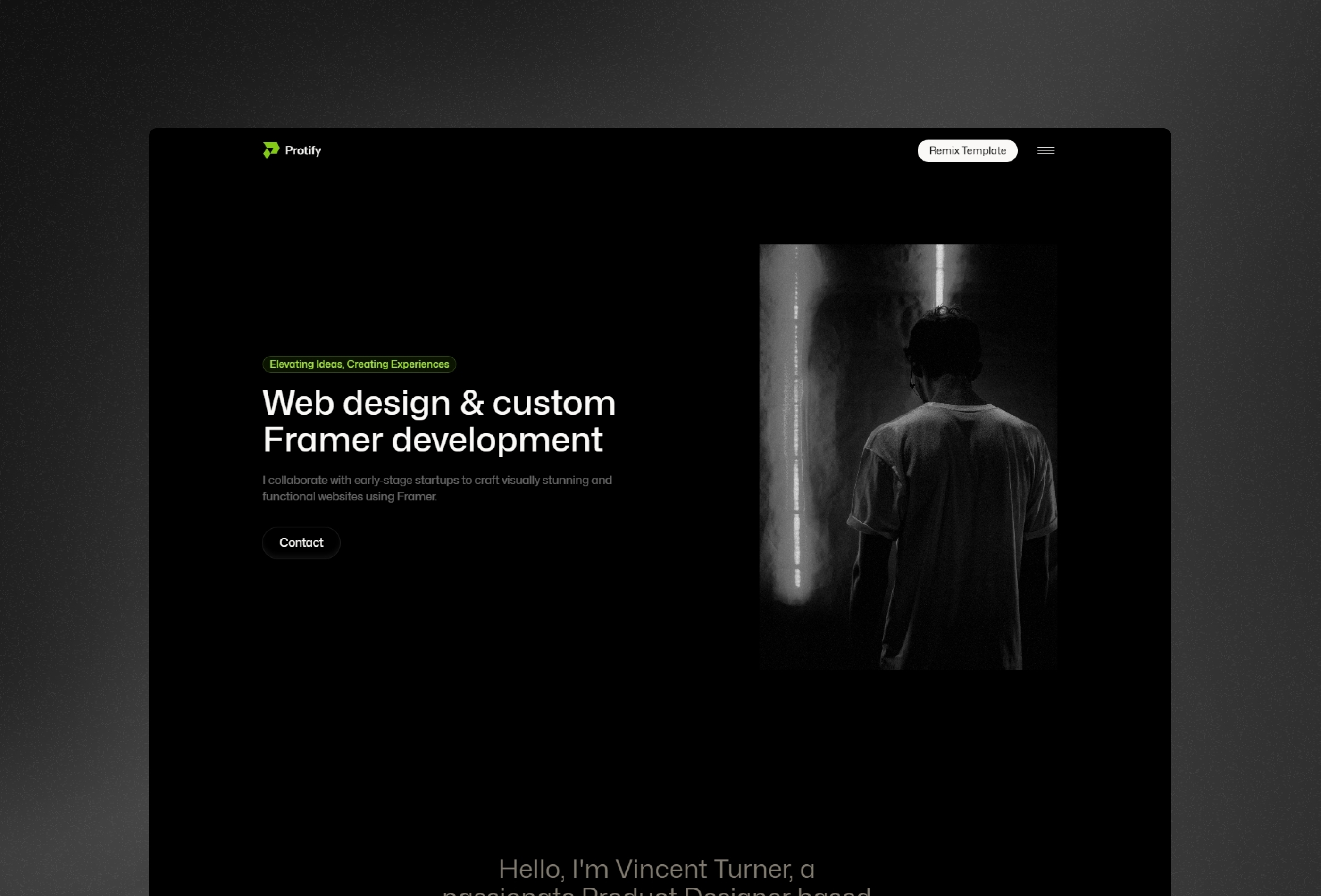 Screenshot 2 for Protify, a Framer Marketplace template by Dmytri Ivanov.