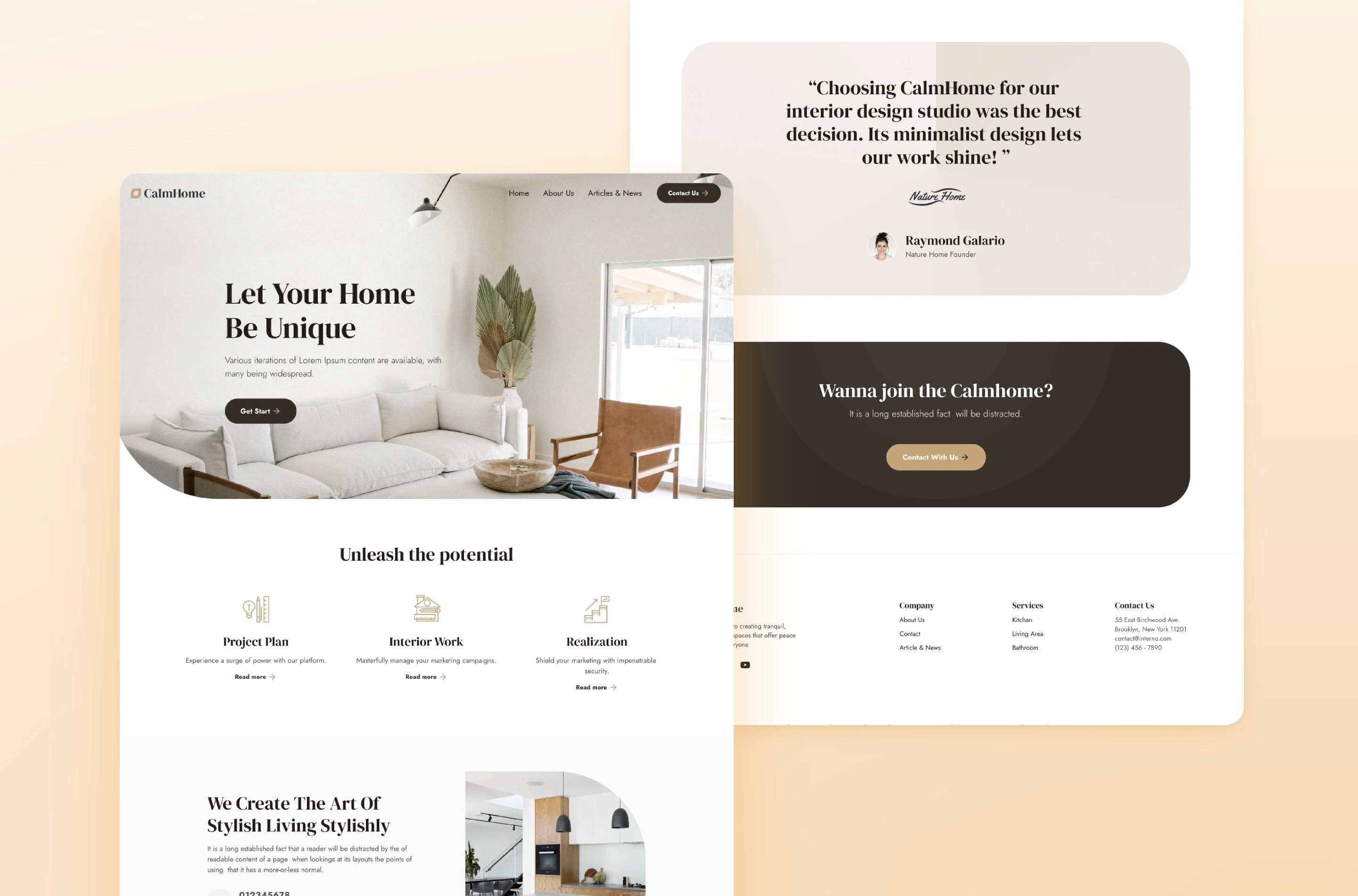 Screenshot 2 for Calmhome, a Framer Marketplace template by Chi Boyce.