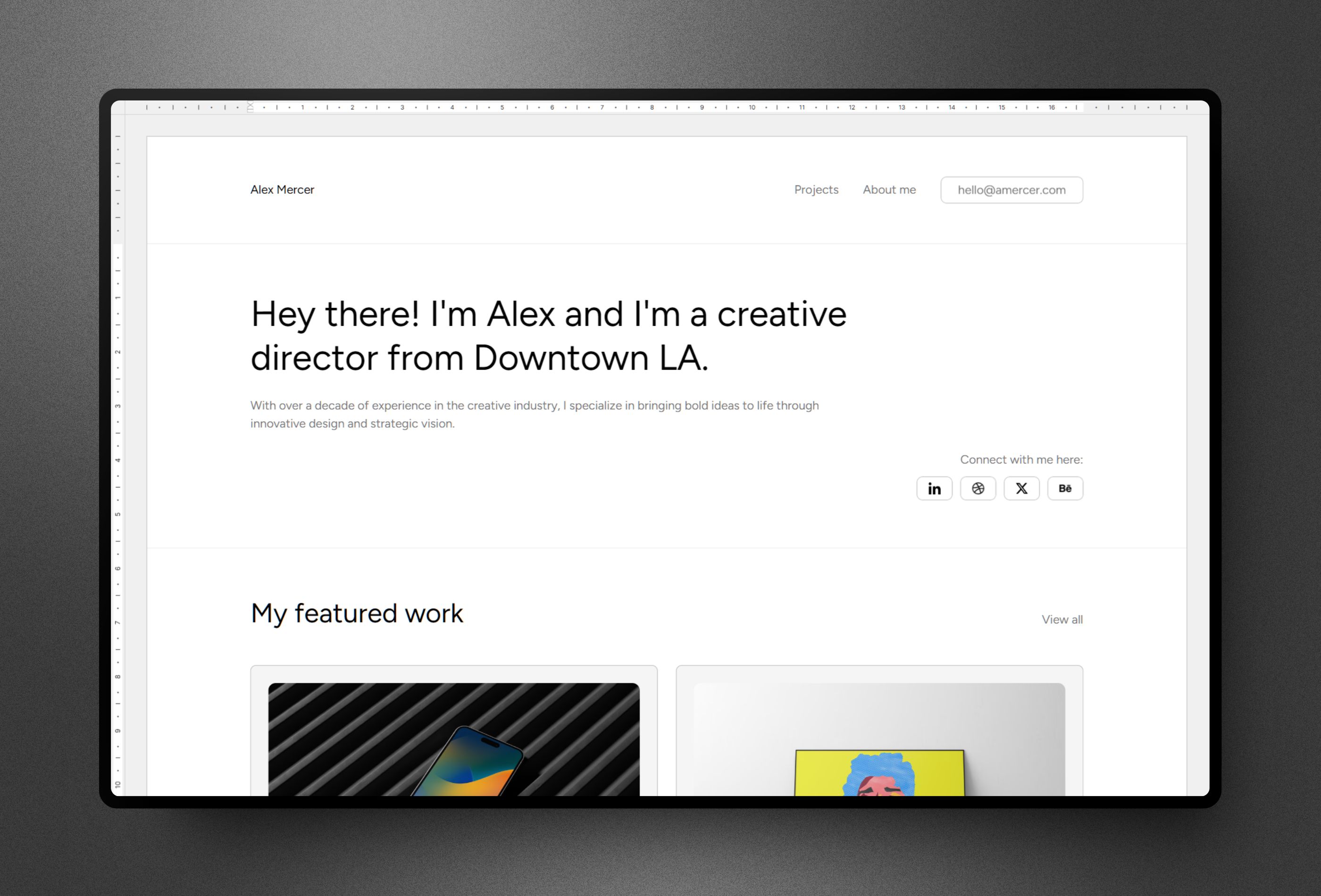 Thumbnail 1 for MS WordFolio, a Framer Marketplace template by Krzysztof Hejna.