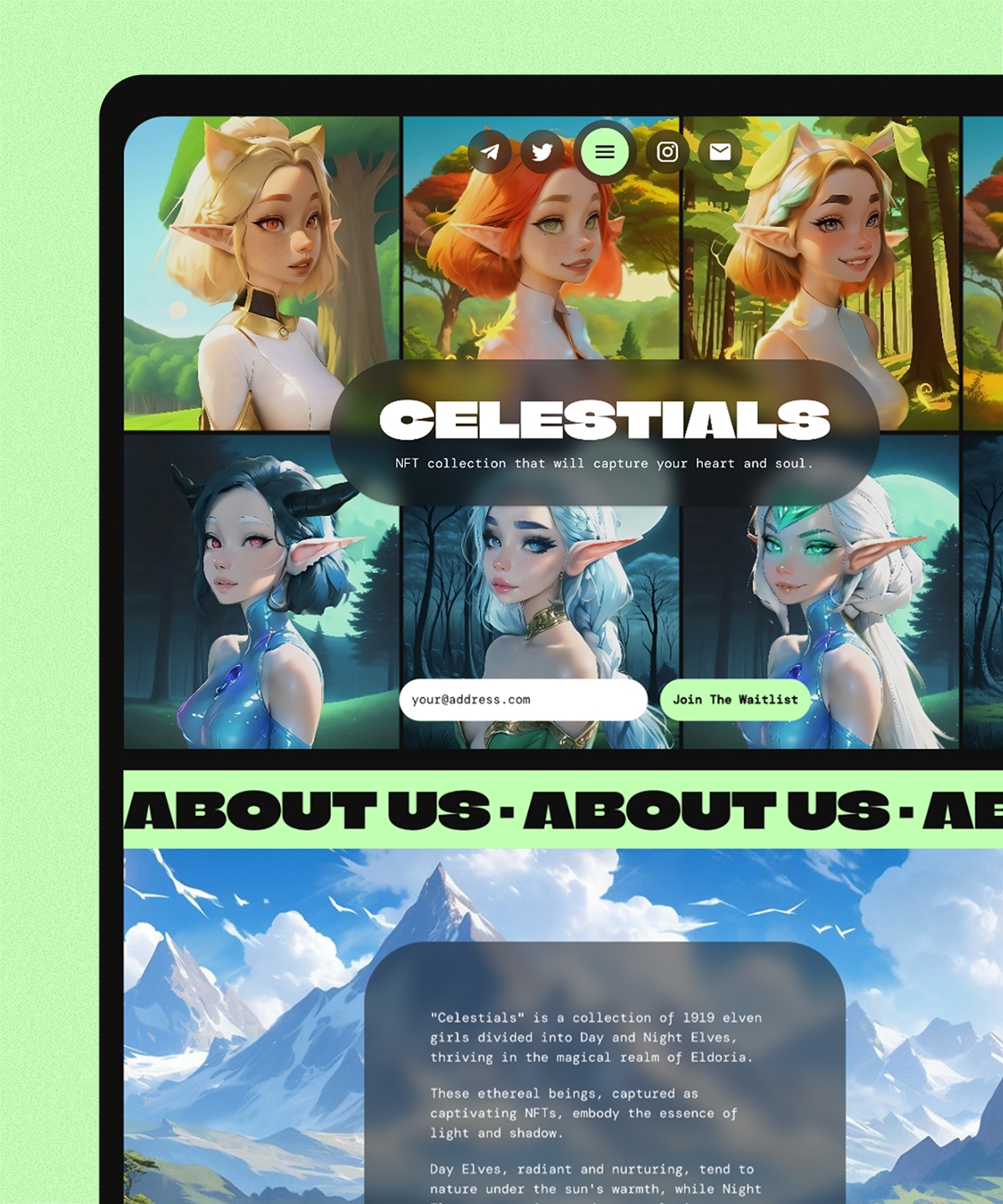 Screenshot 1 for Celestials, a Framer Marketplace template by Martin Hoffelder.