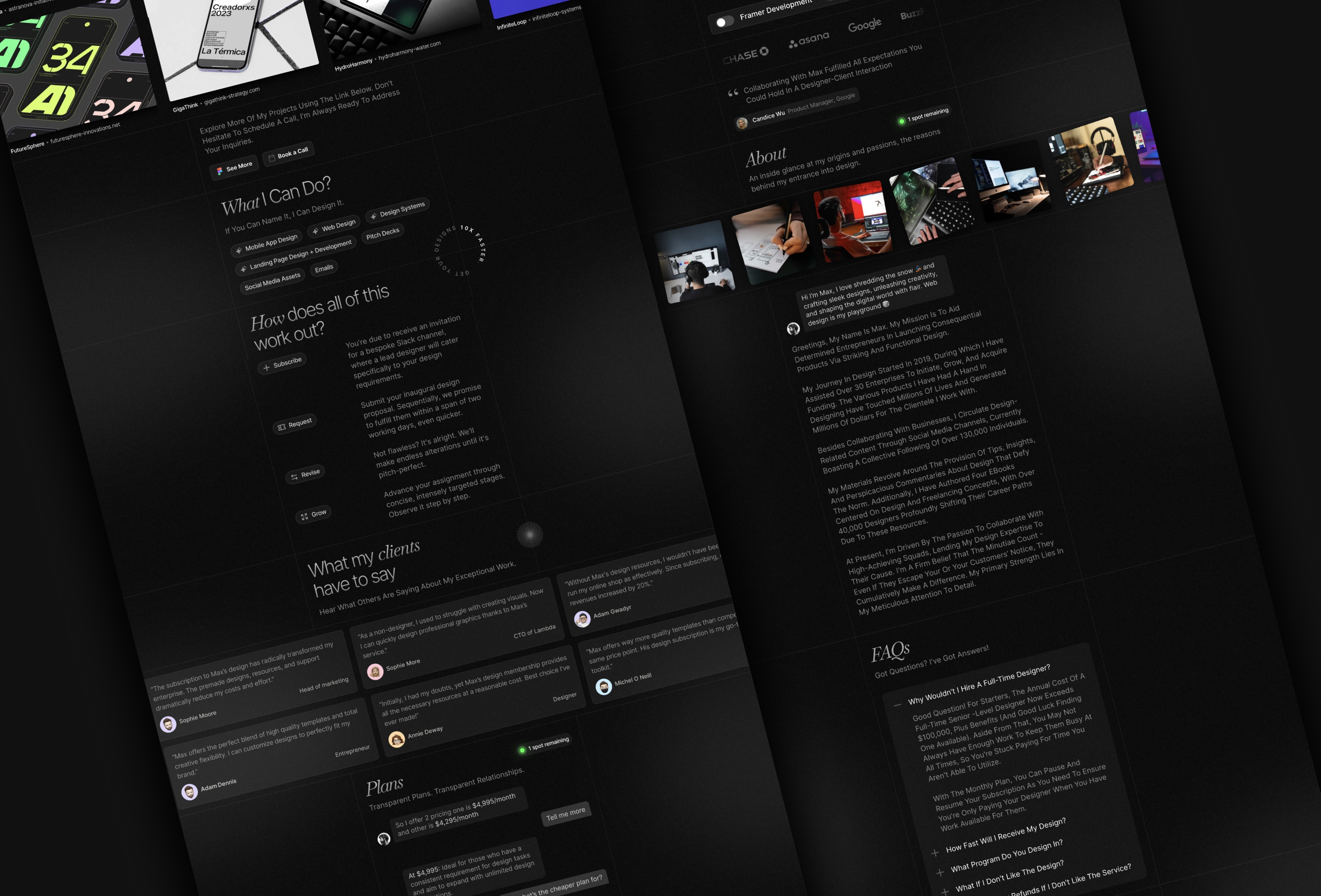 Screenshot 3 for Unlimited , a Framer Marketplace template by Vedant Jamwal.