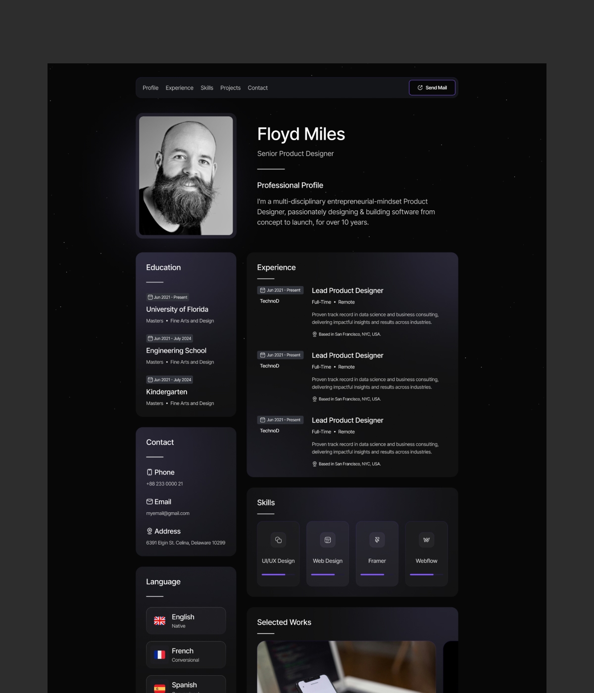 Screenshot 1 for CVMaster, a Framer Marketplace template by Framermind.