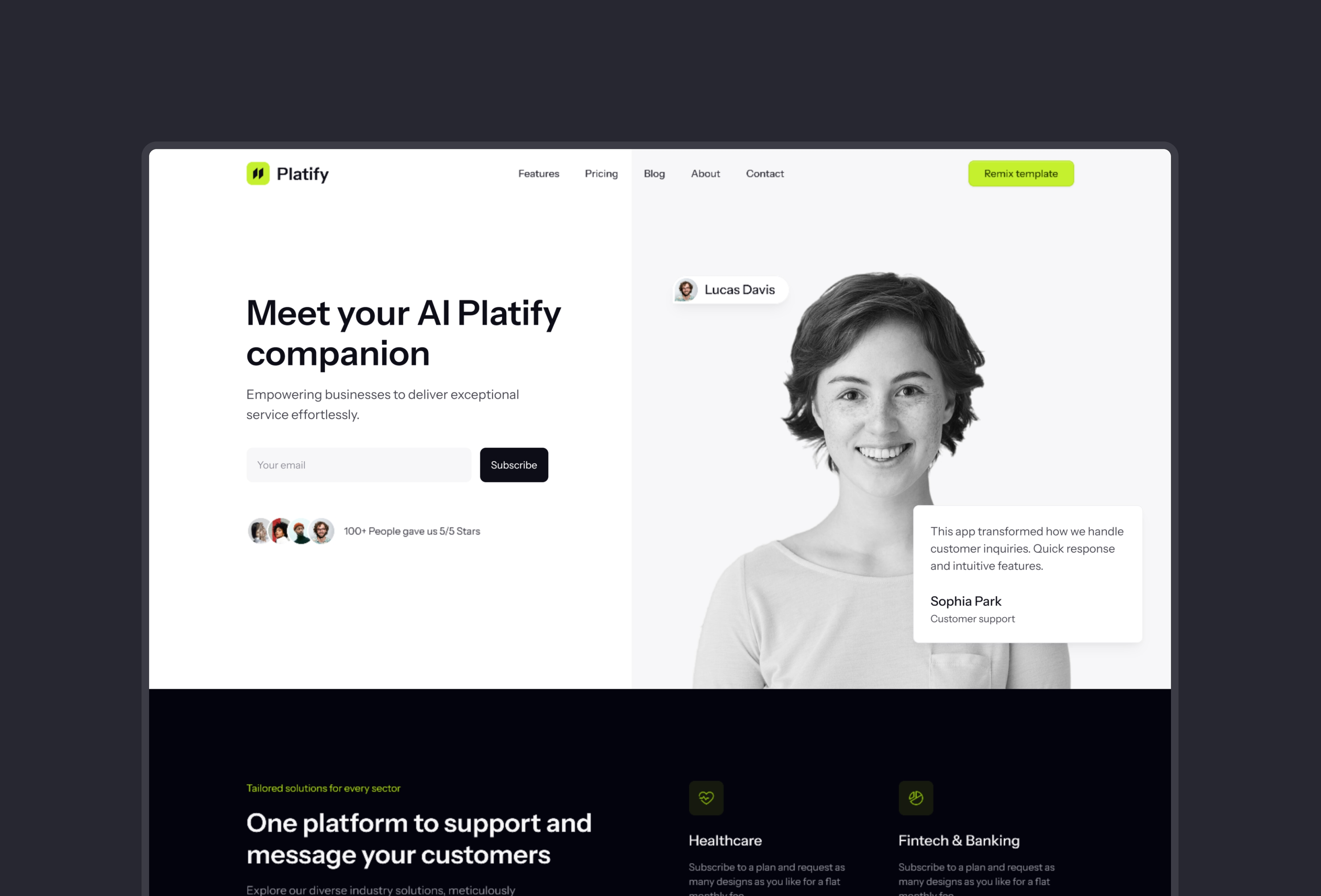 Screenshot 2 for Platify, a Framer Marketplace template by Dmytri Ivanov.