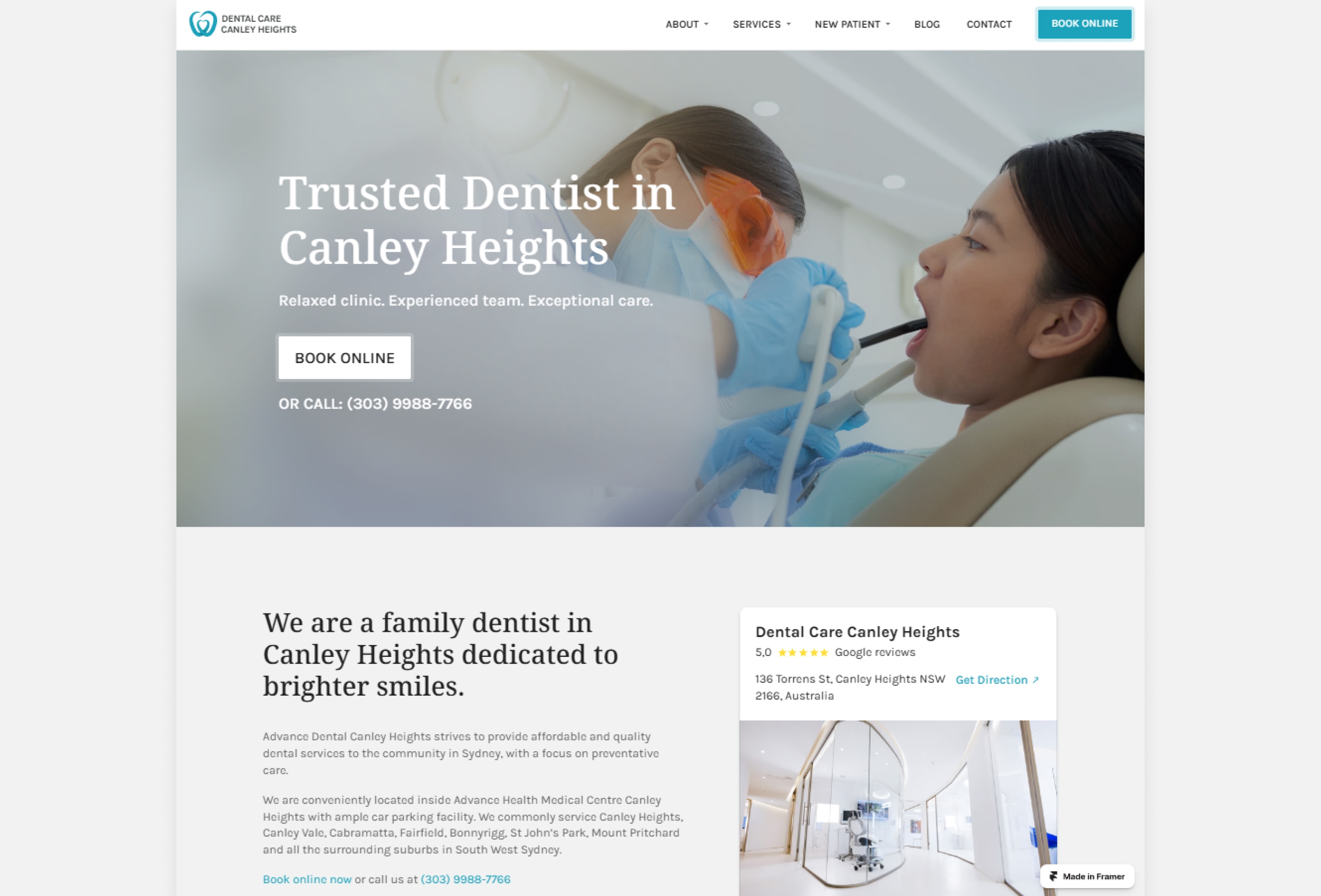 Screenshot 3 for DentalCare, a Framer Marketplace template by Rahmat Heruka.
