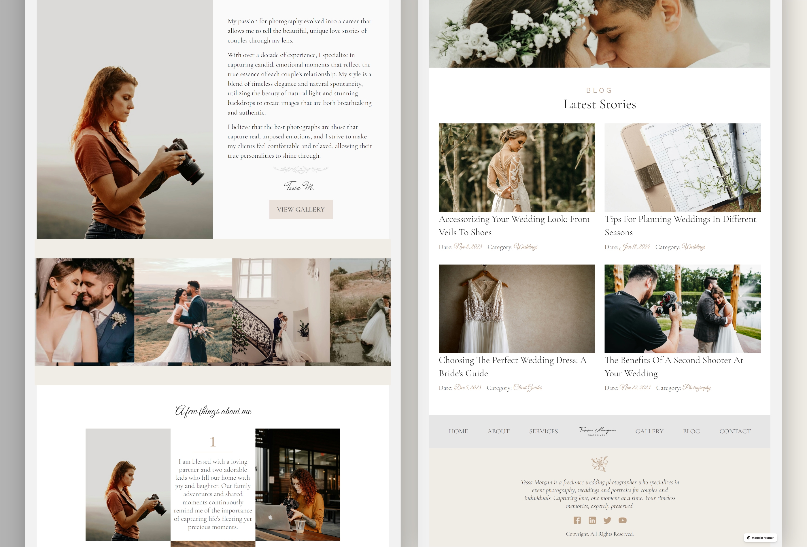 Screenshot 3 for Tessa Morgan, a Framer Marketplace template by Shamir K. Ahmed.