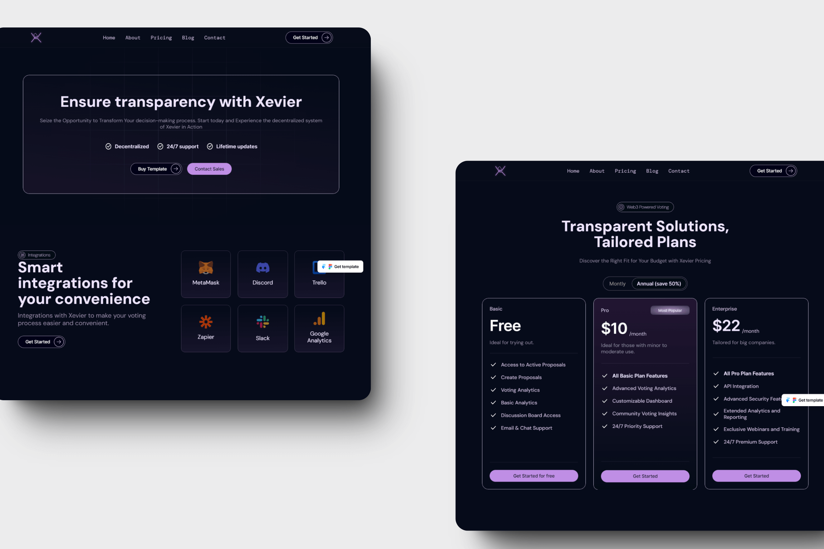 Screenshot 4 for Xevier, a Framer Marketplace template by Sumaiya.