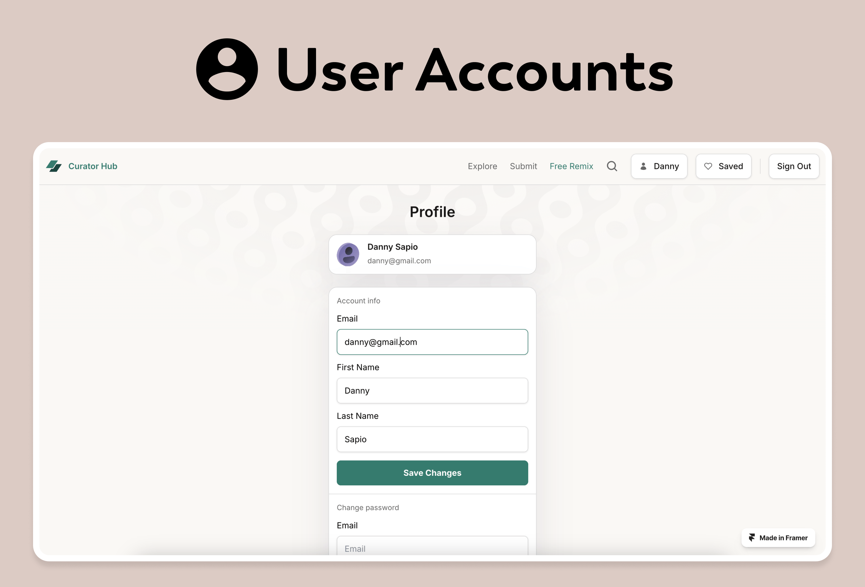 Screenshot 3 for Curator Hub, a Framer Marketplace template by FramerAuth.