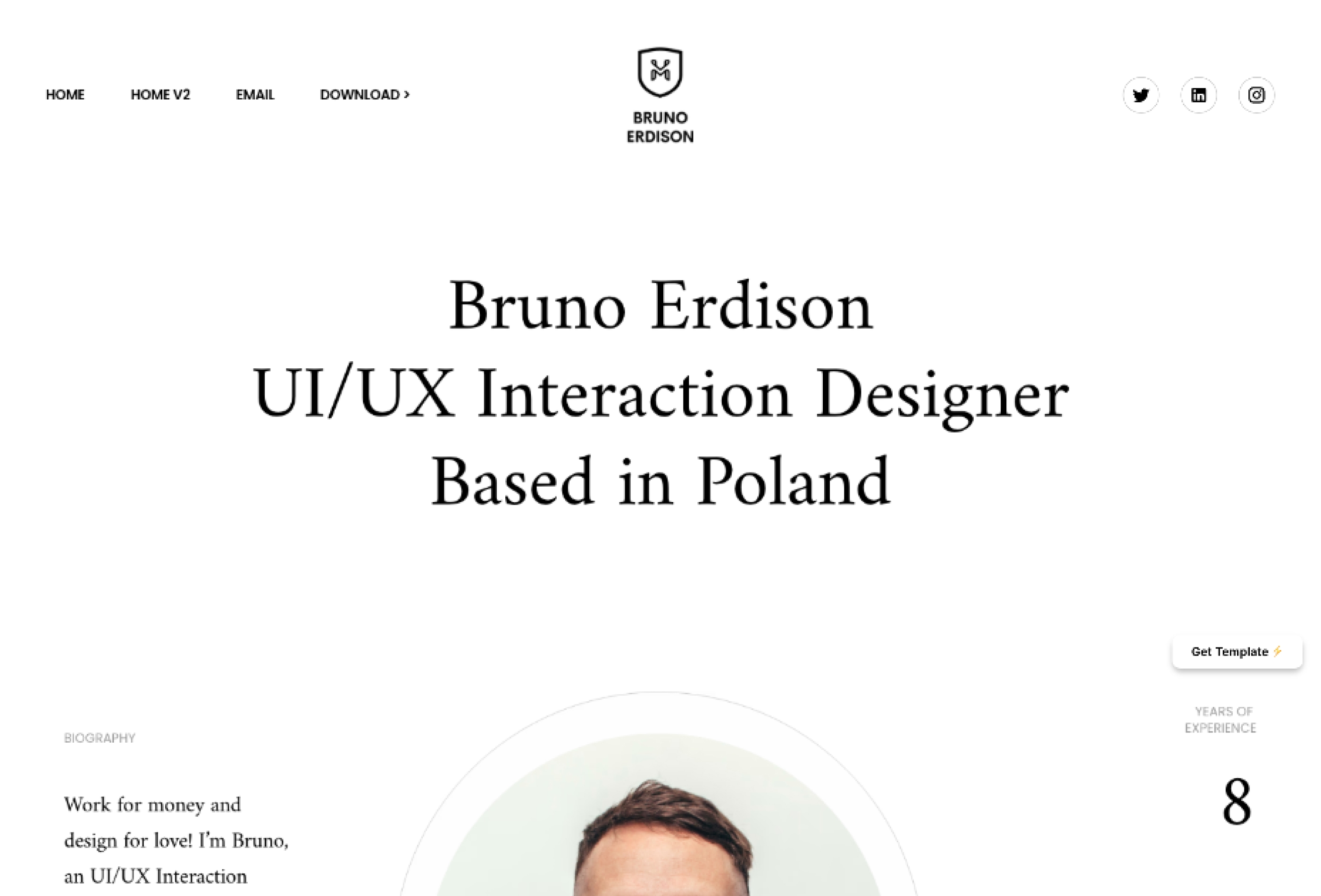 Screenshot 2 for Bruno, a Framer Marketplace template by Mohamed Ahshan.