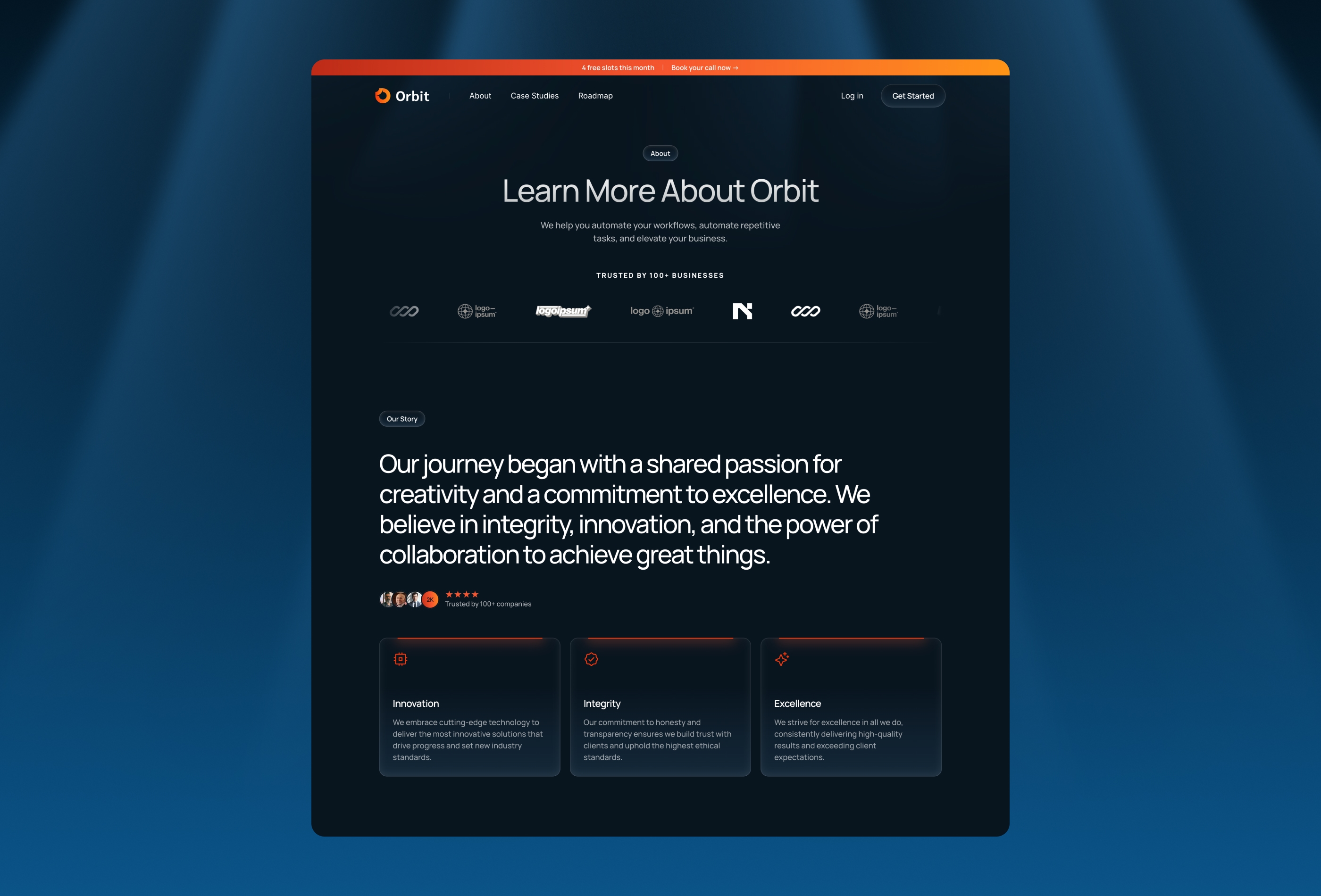 Screenshot 4 for Orbit, a Framer Marketplace template by Wize.