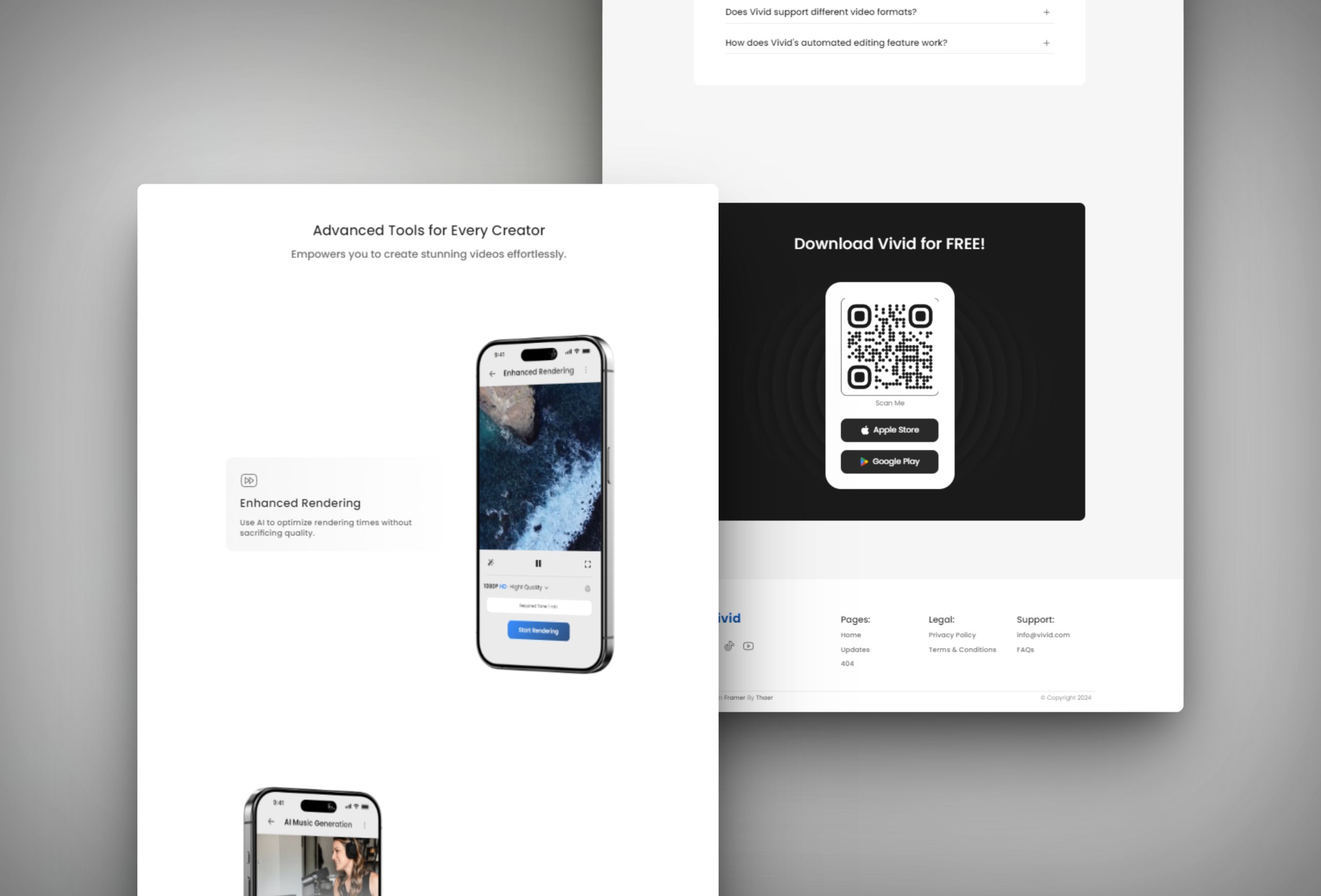 Screenshot 3 for Vivid , a Framer Marketplace template by Thaer Swailem.