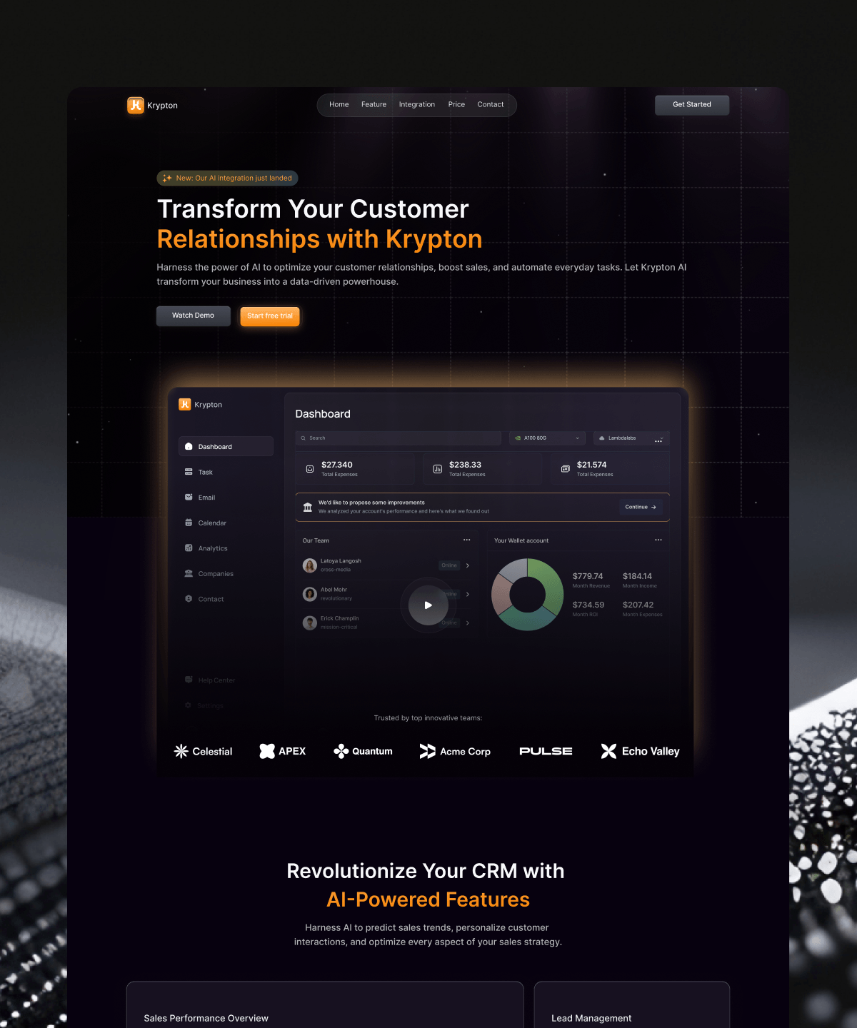 Screenshot 1 for Krypton, a Framer Marketplace template by Getah.