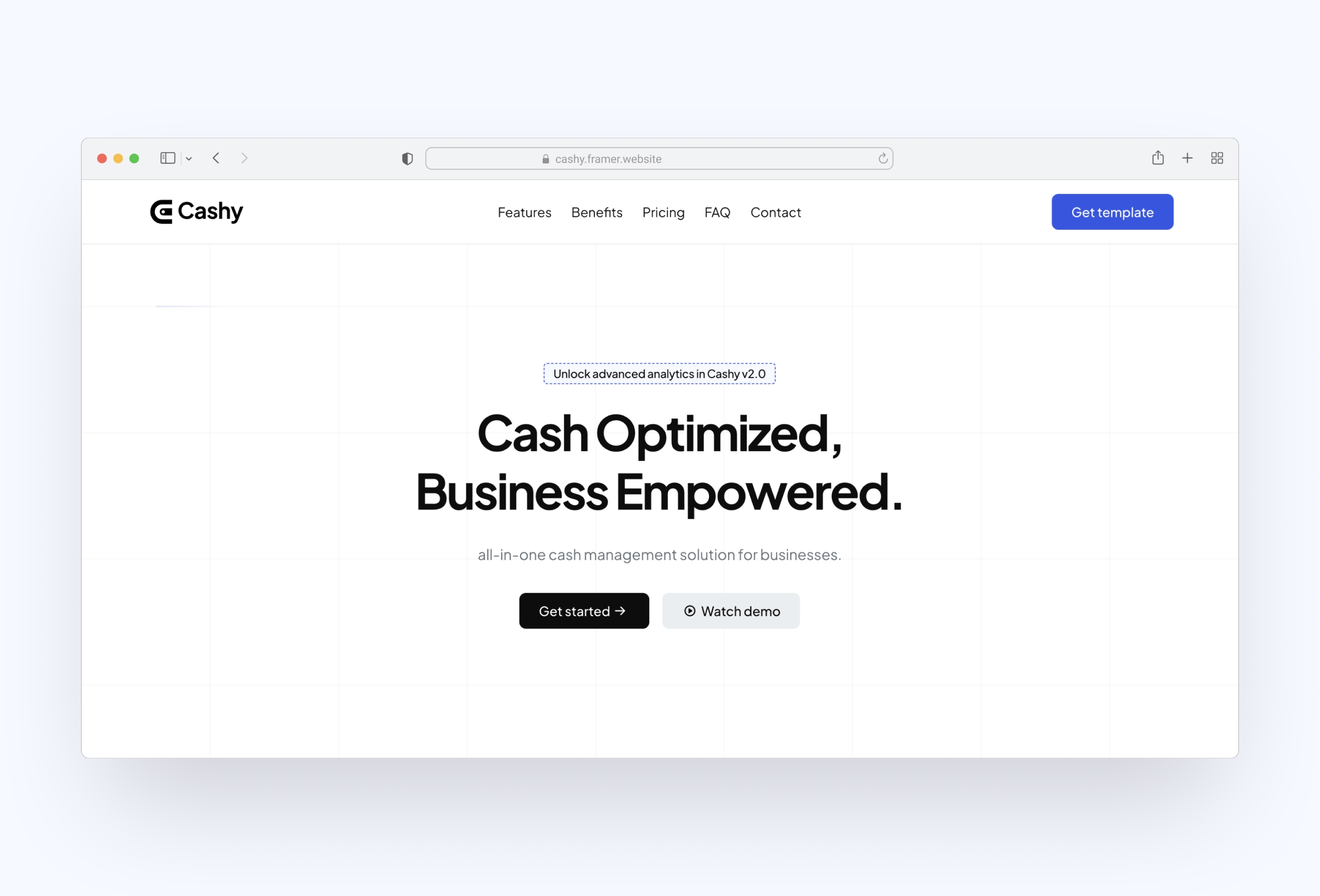 Screenshot 2 for Cashy, a Framer Marketplace template by Bie Lab.