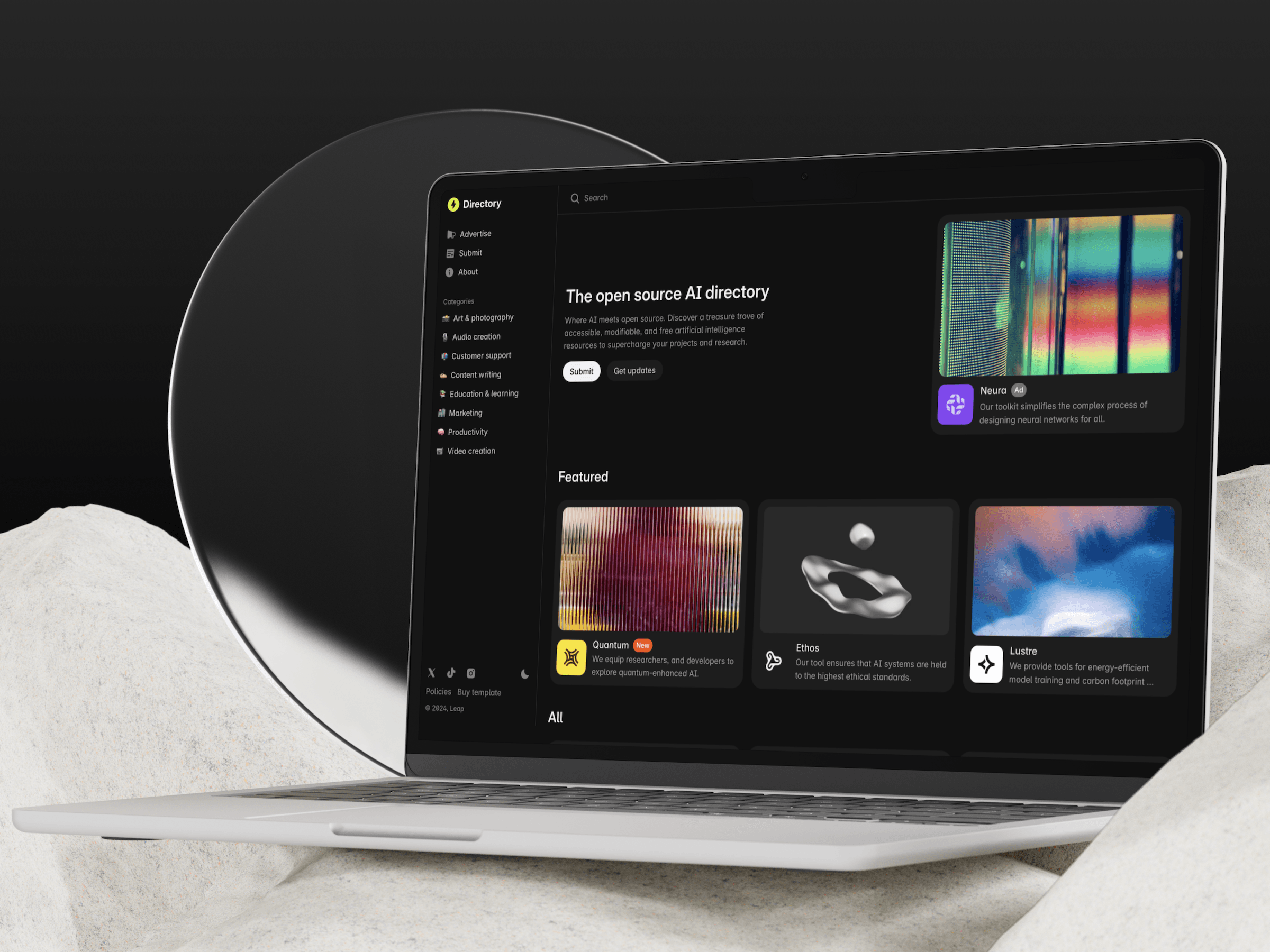 Screenshot 1 for Axon, a Framer Marketplace template by Leap.