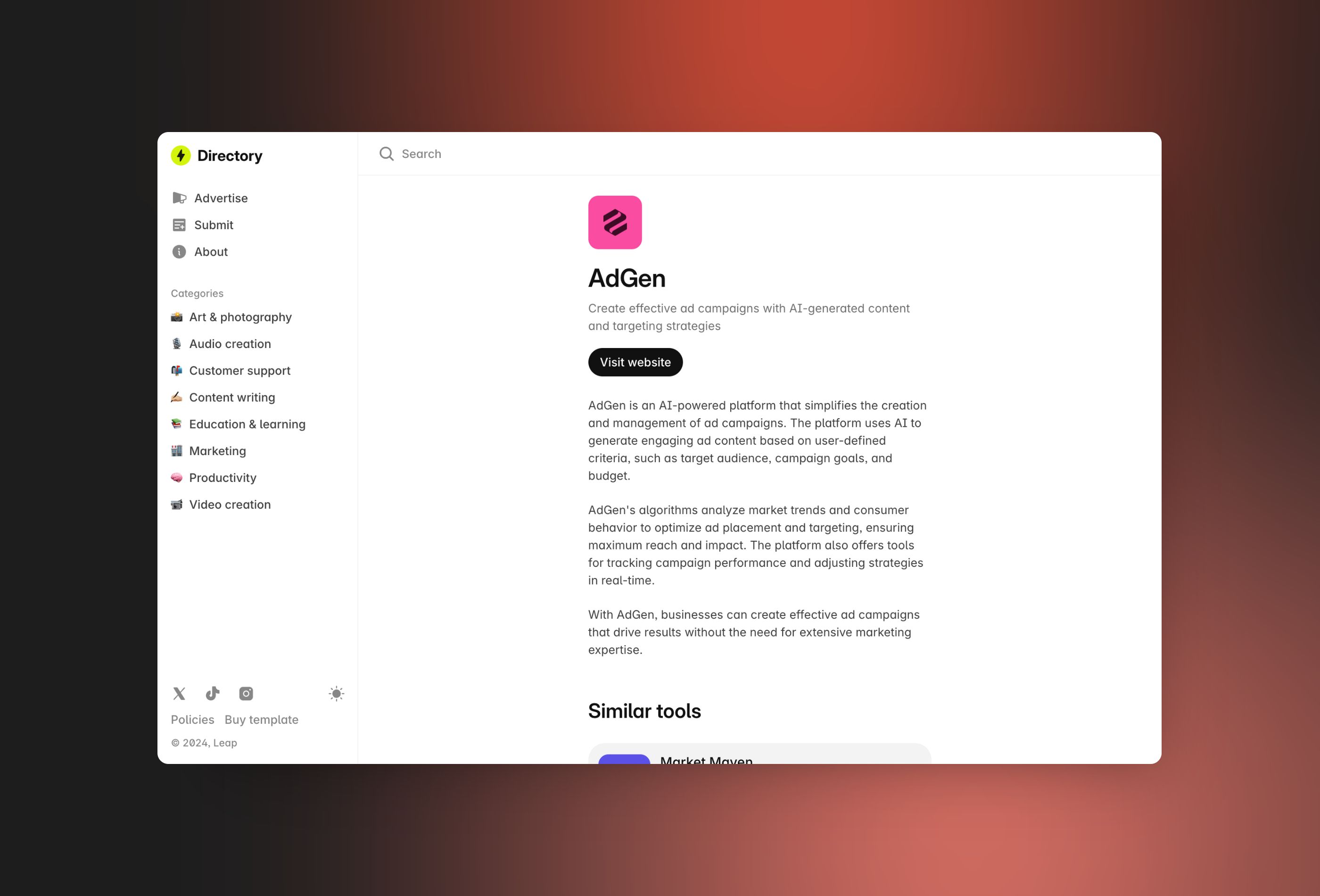 Screenshot 3 for Axon, a Framer Marketplace template by Leap.