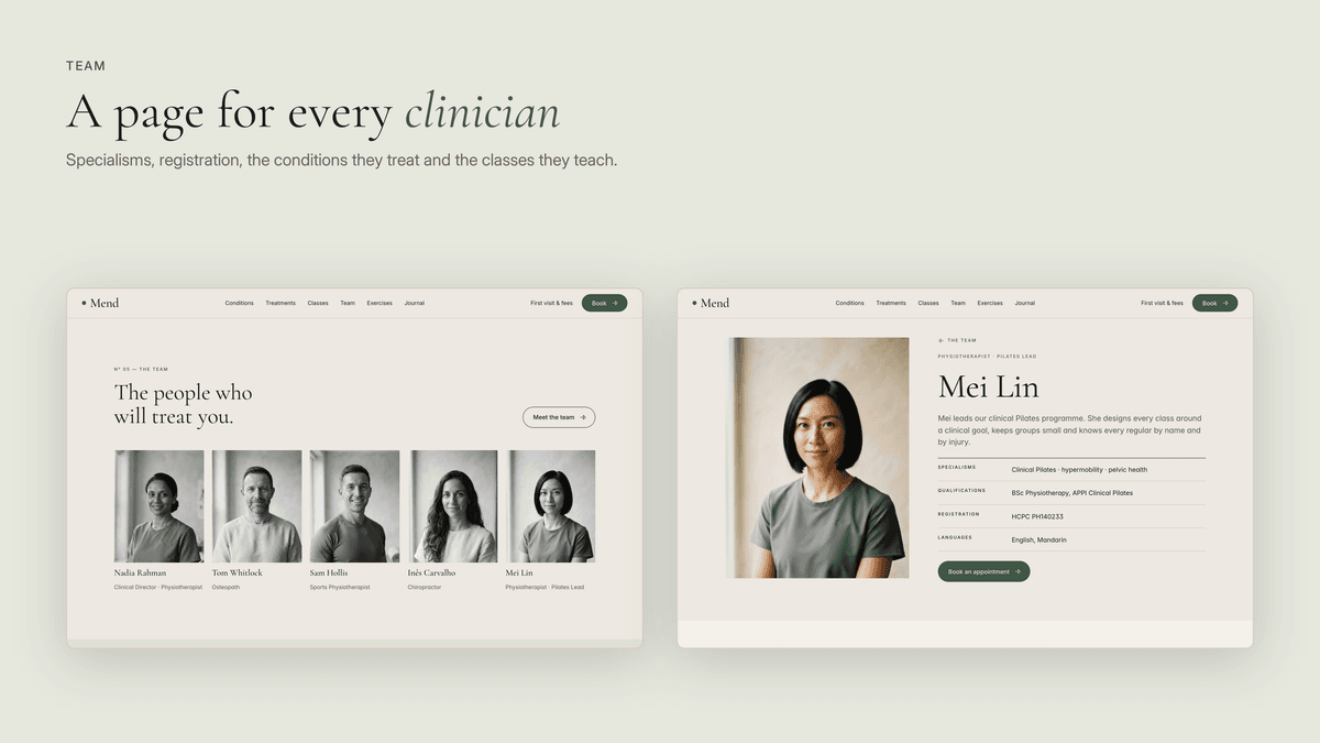 Class Registration Website Examples Mend — Free Website Template for Framer