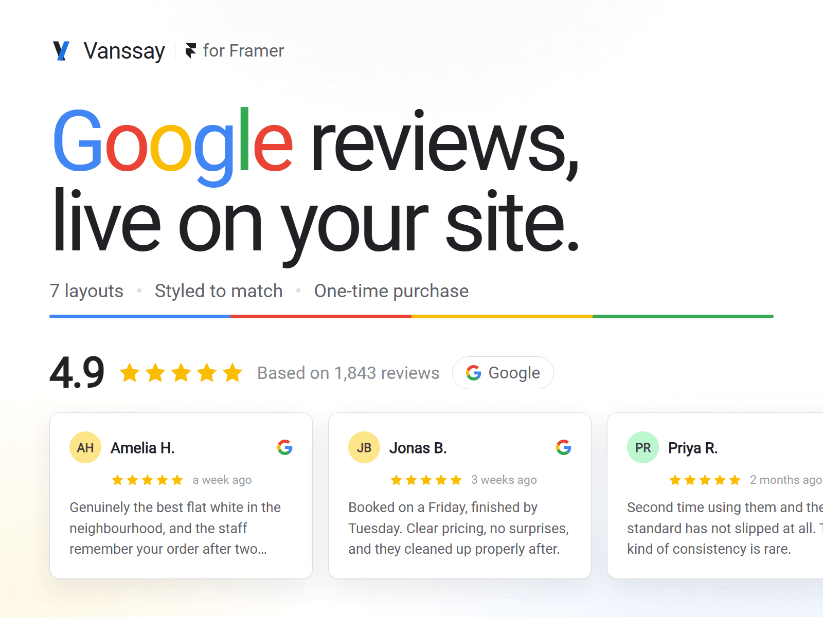 Embedded Project Components Live Reviews Google — Component for Framer