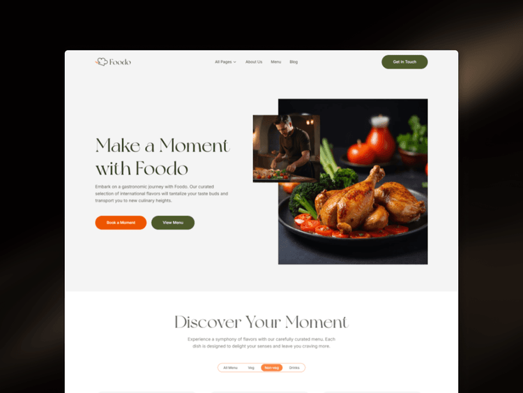 Feature Blog Example Foodo — Free Website Template for Framer