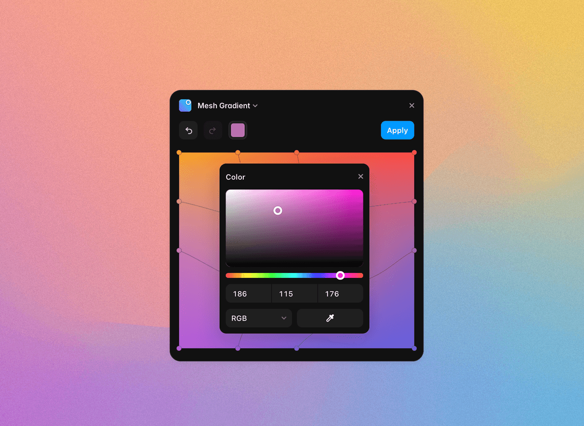 Mesh Export Mesh Gradient — Plugin for Framer