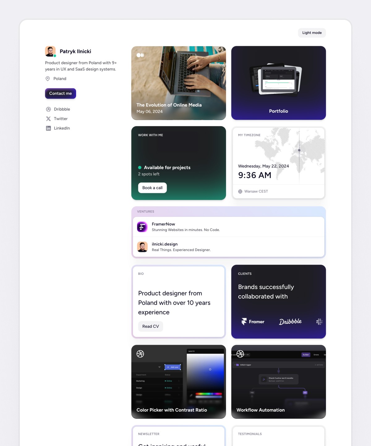Widget: Free Portfolio Website Template by Patryk Ilnicki — Framer ...
