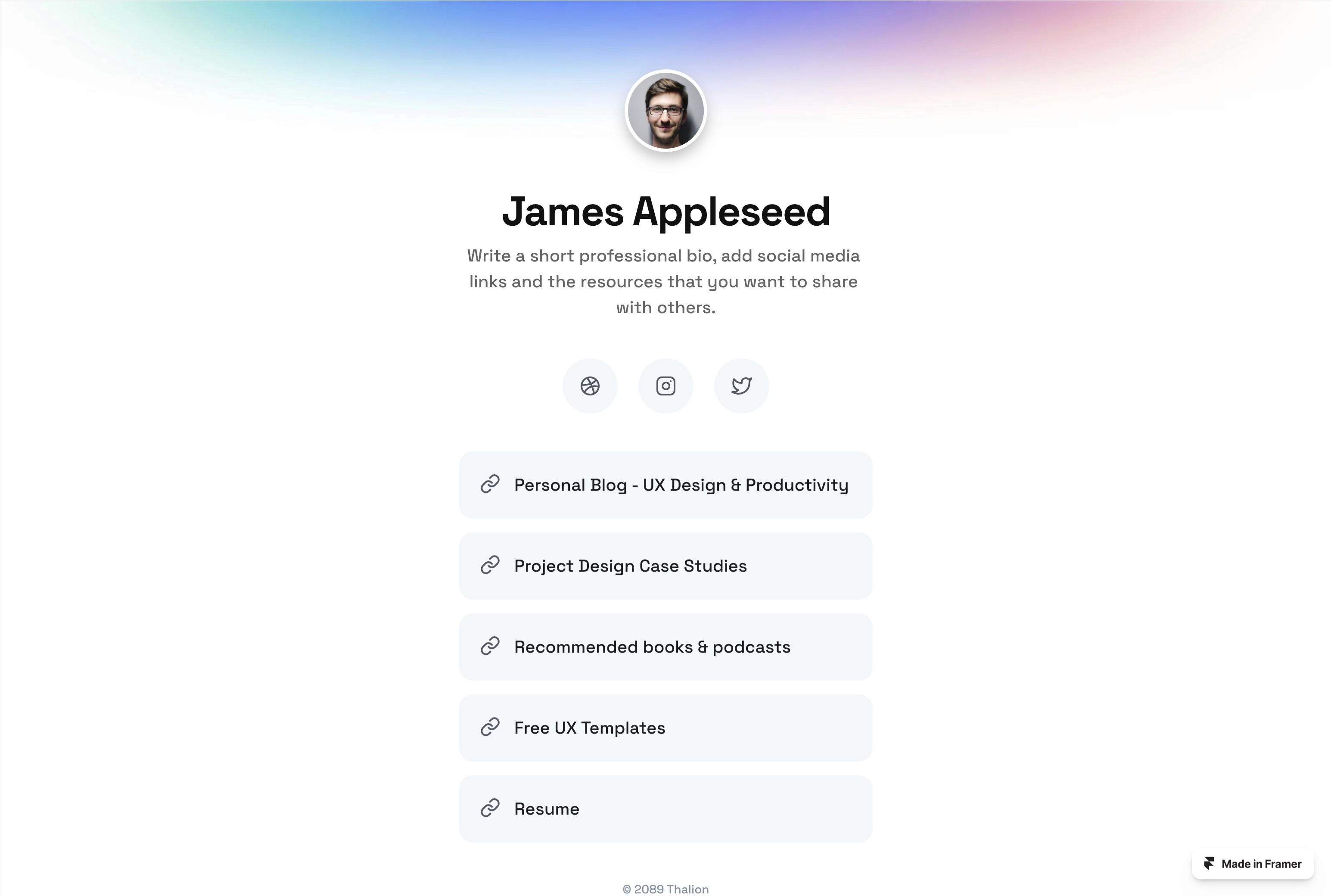 Designfolio: Responsive Portfolio Website Template by Thalion — Framer ...