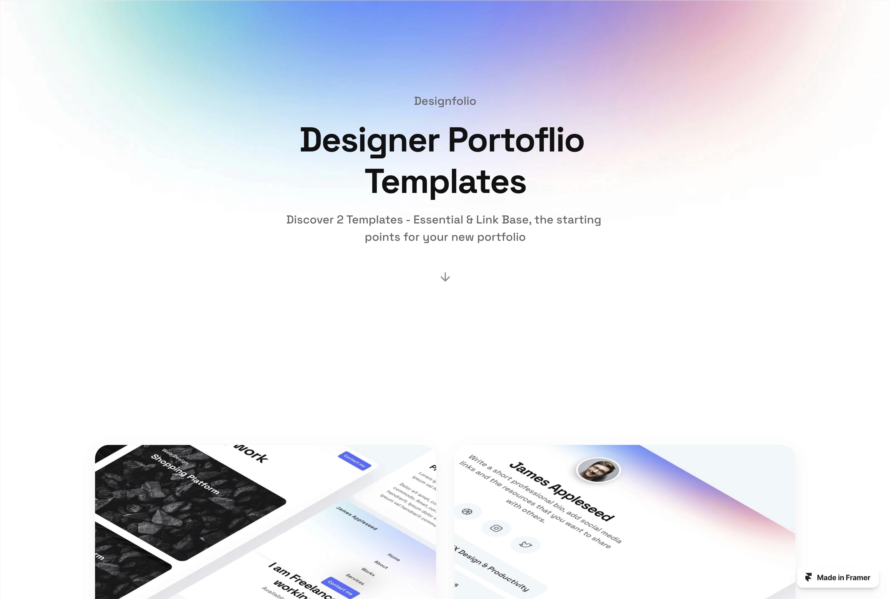 Designfolio: Responsive Portfolio Website Template by Thalion — Framer ...