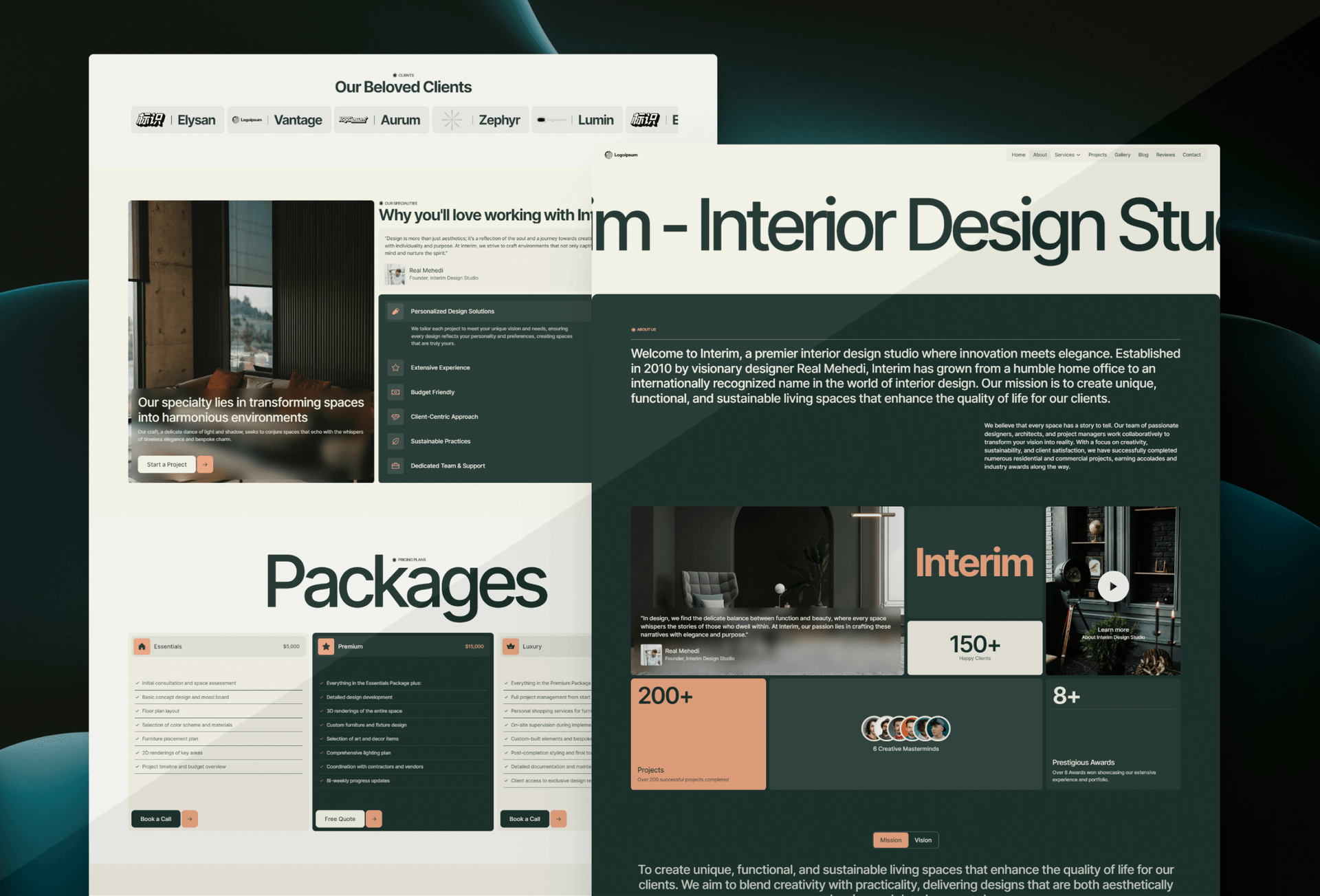 Illustration of Penthouse Interior Design Website Templates