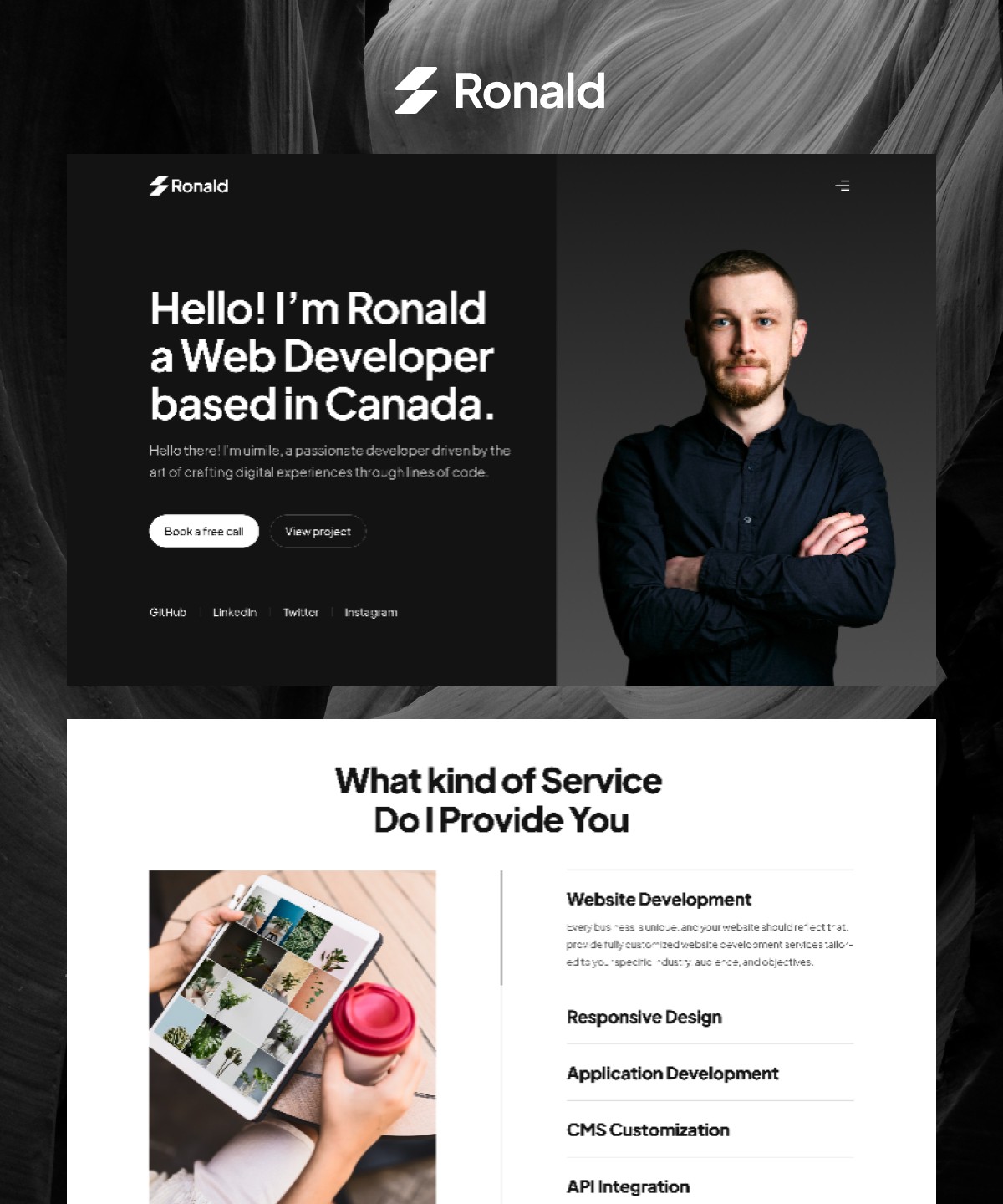 Thumbnail 1 for Ronald, a Framer Marketplace template by Framership.
